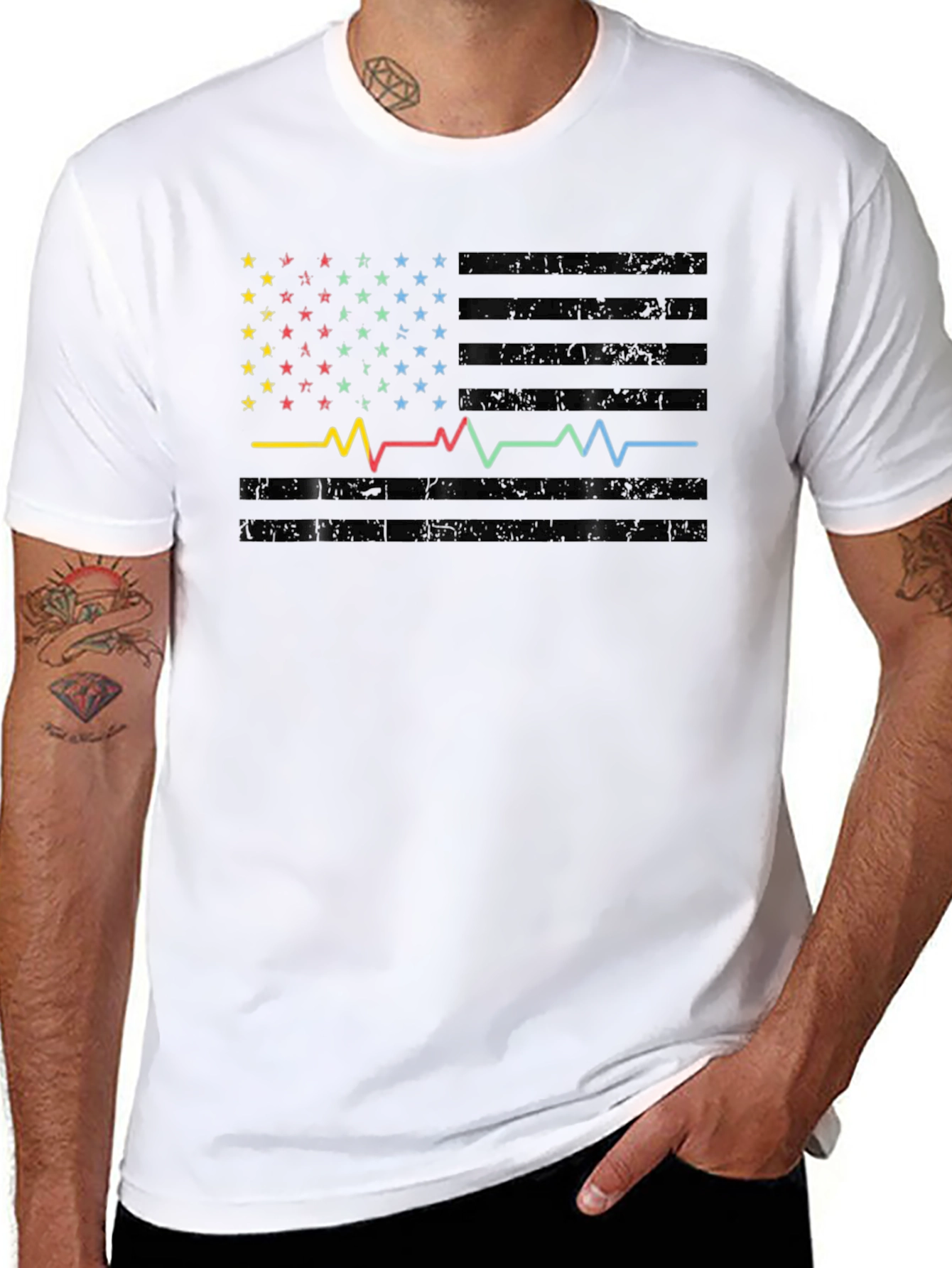 Heartbeat American Flag Graphic Tee