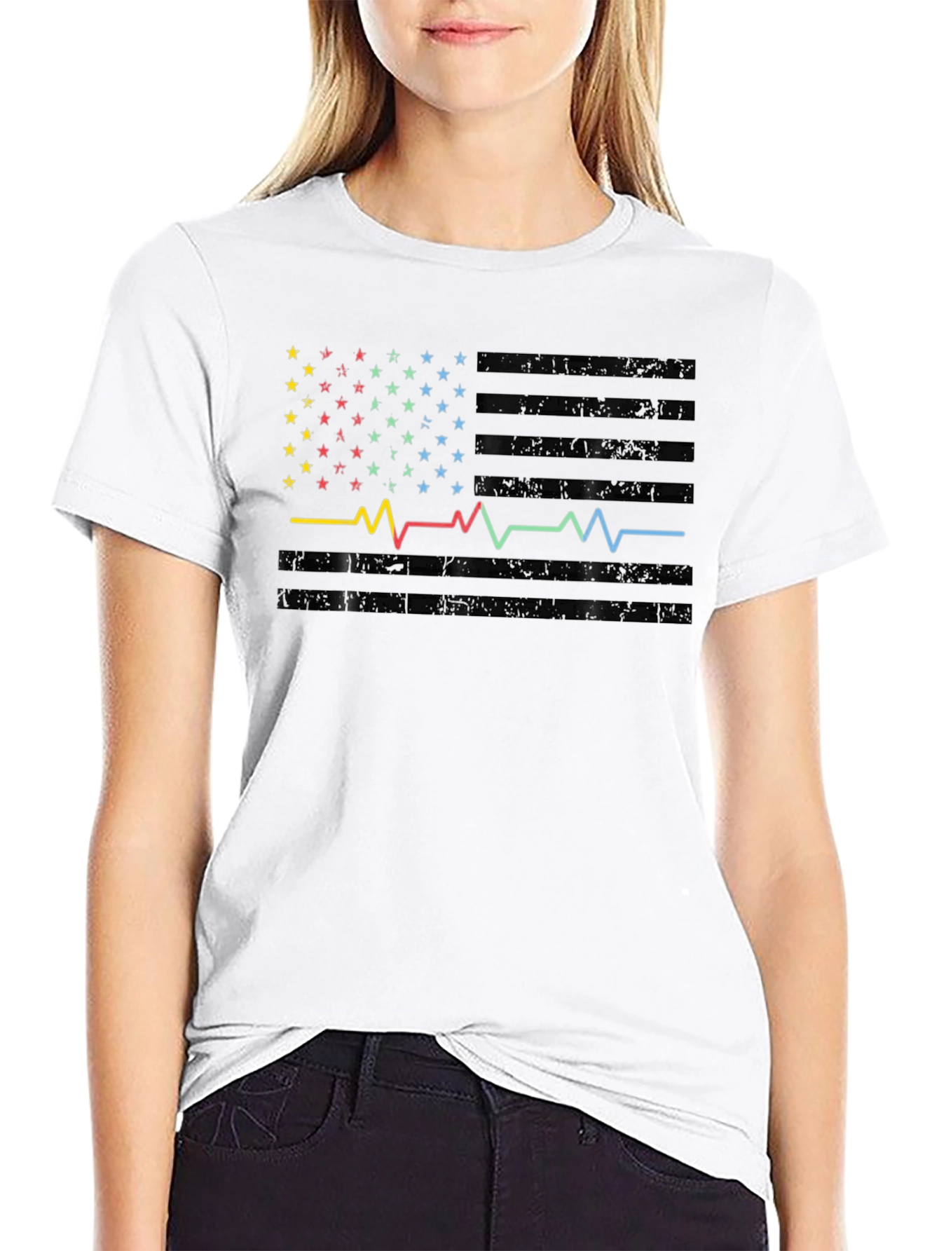 Heartbeat American Flag Graphic Tee