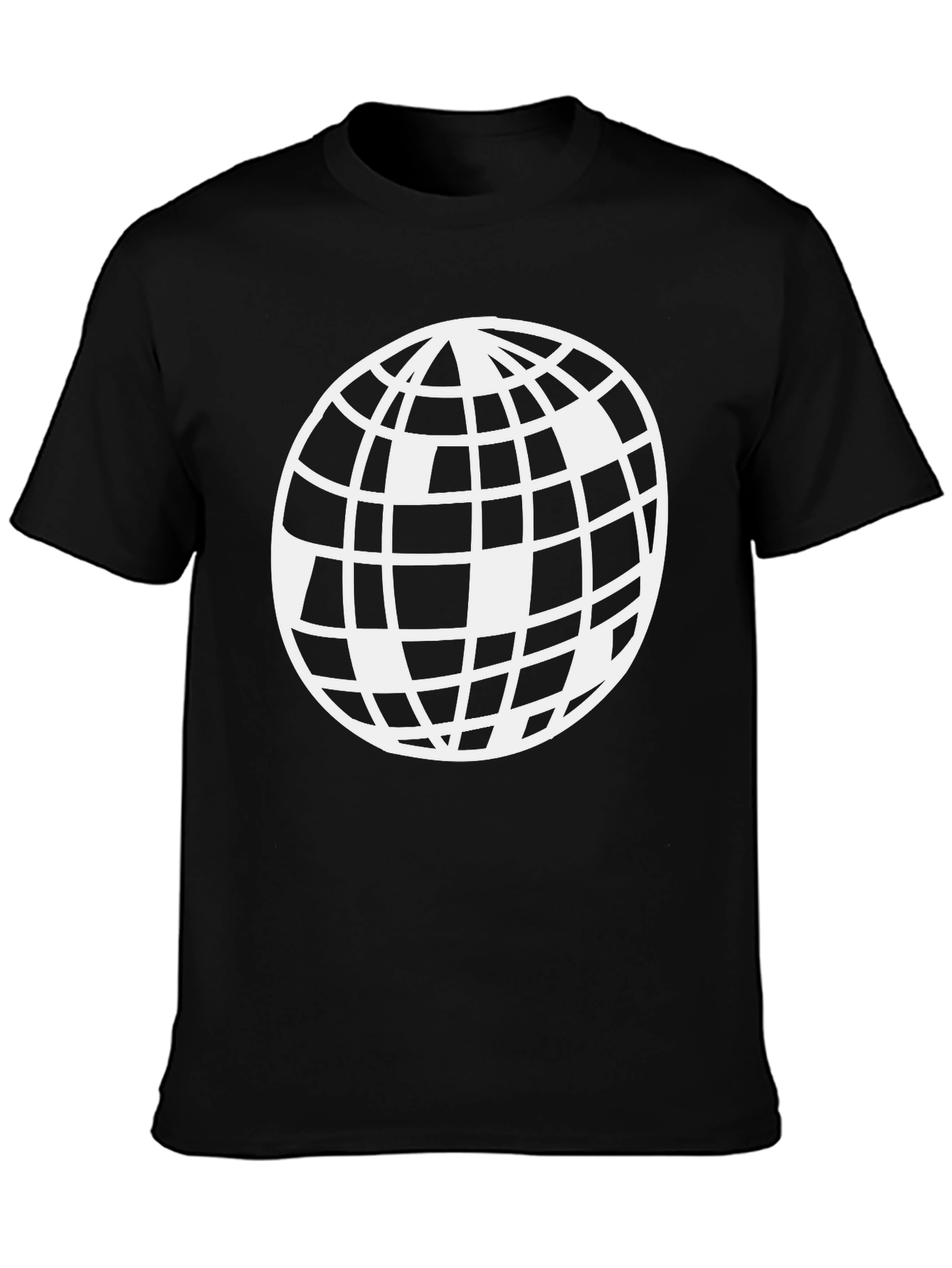 Abstract Globe Graphic Tee - Black Casual T-Shirt