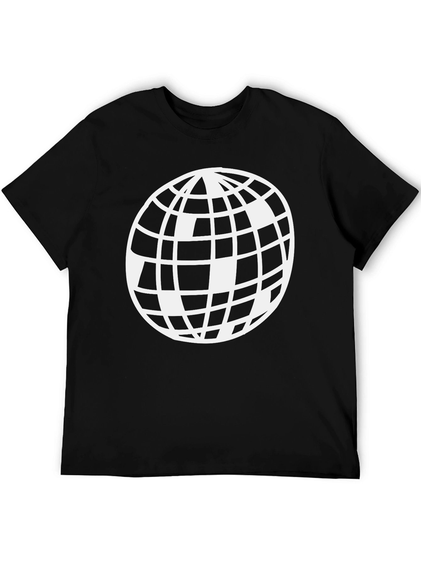 Abstract Globe Graphic Tee - Black Casual T-Shirt