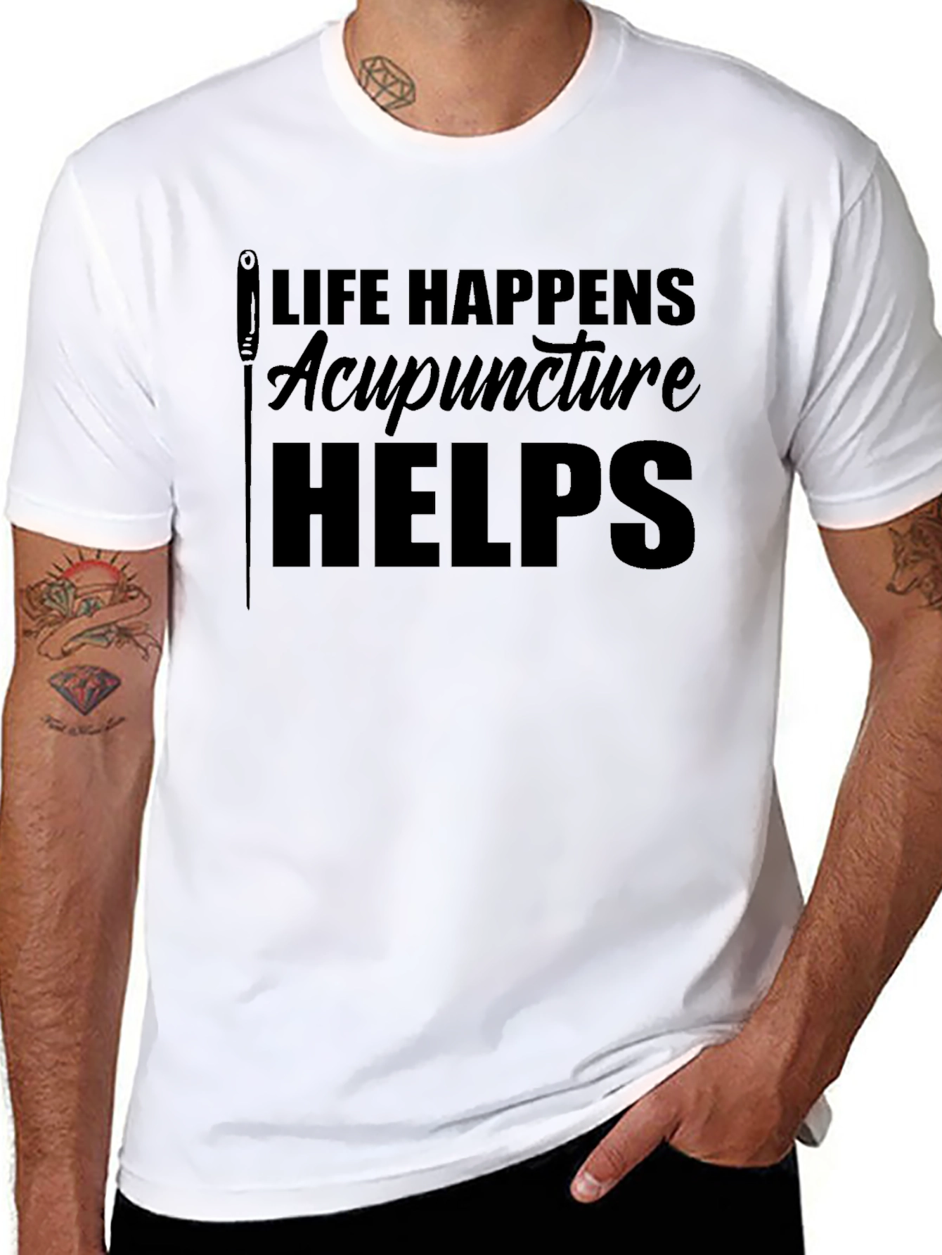 Acupuncture Helps Black Graphic Tee