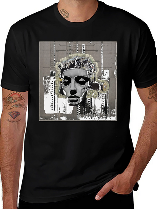 Abstract Surrealist Graphic Print Black T-Shirt
