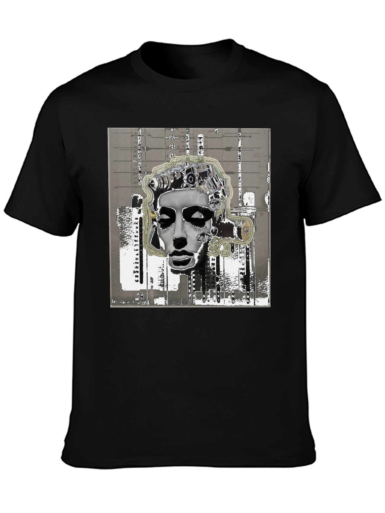 Abstract Surrealist Graphic Print Black T-Shirt