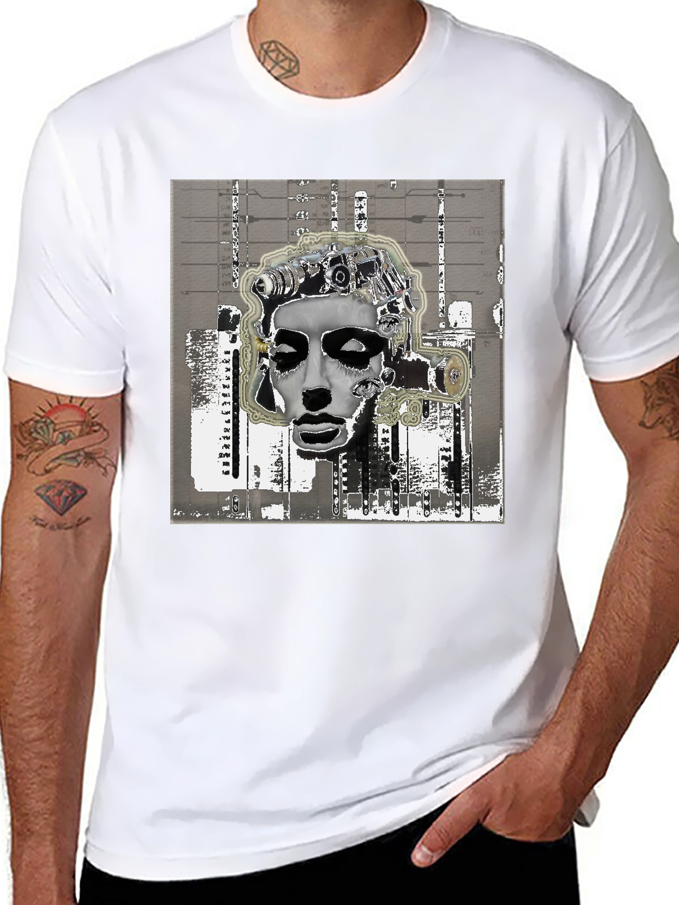 Abstract Surrealist Graphic Print Black T-Shirt