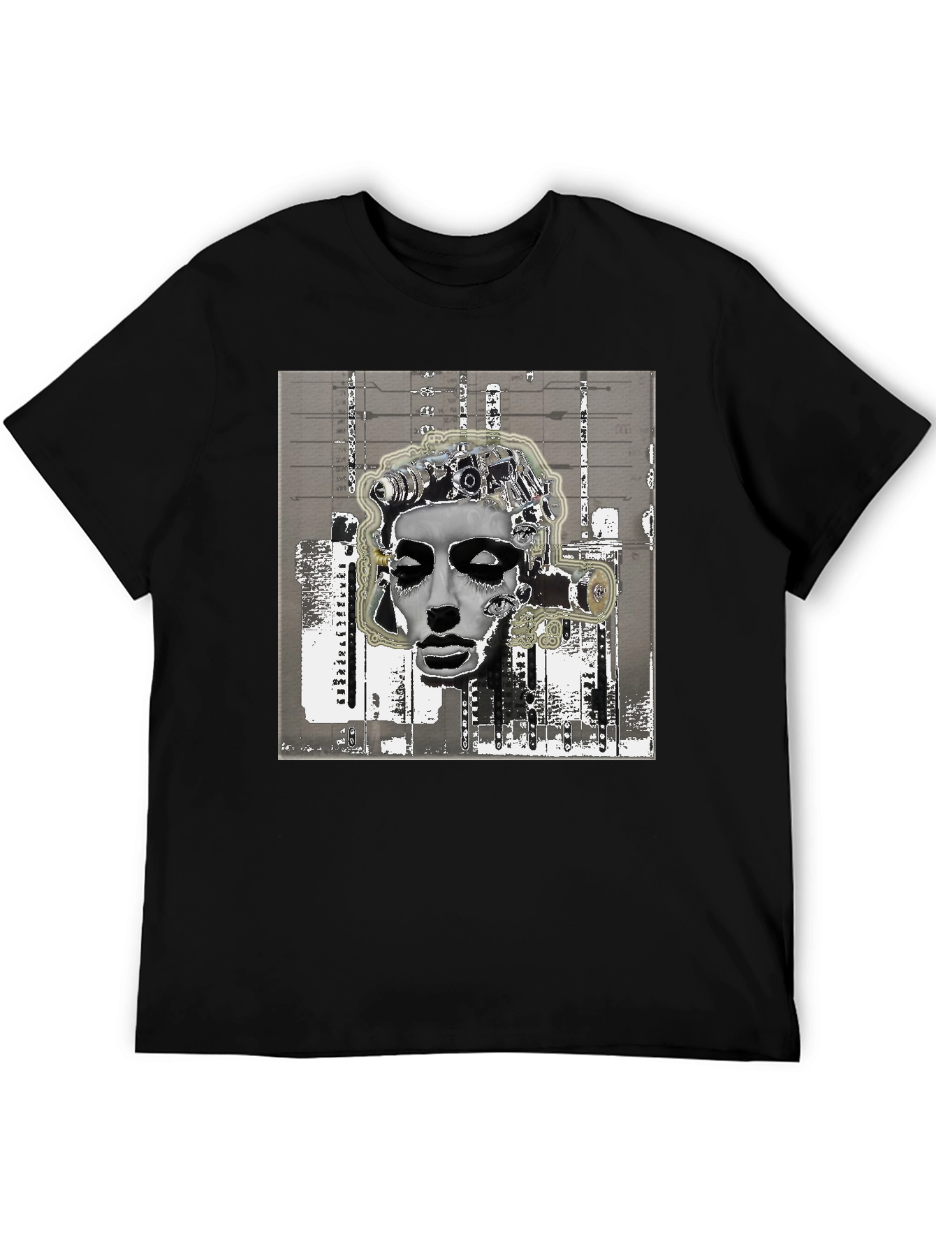 Abstract Surrealist Graphic Print Black T-Shirt
