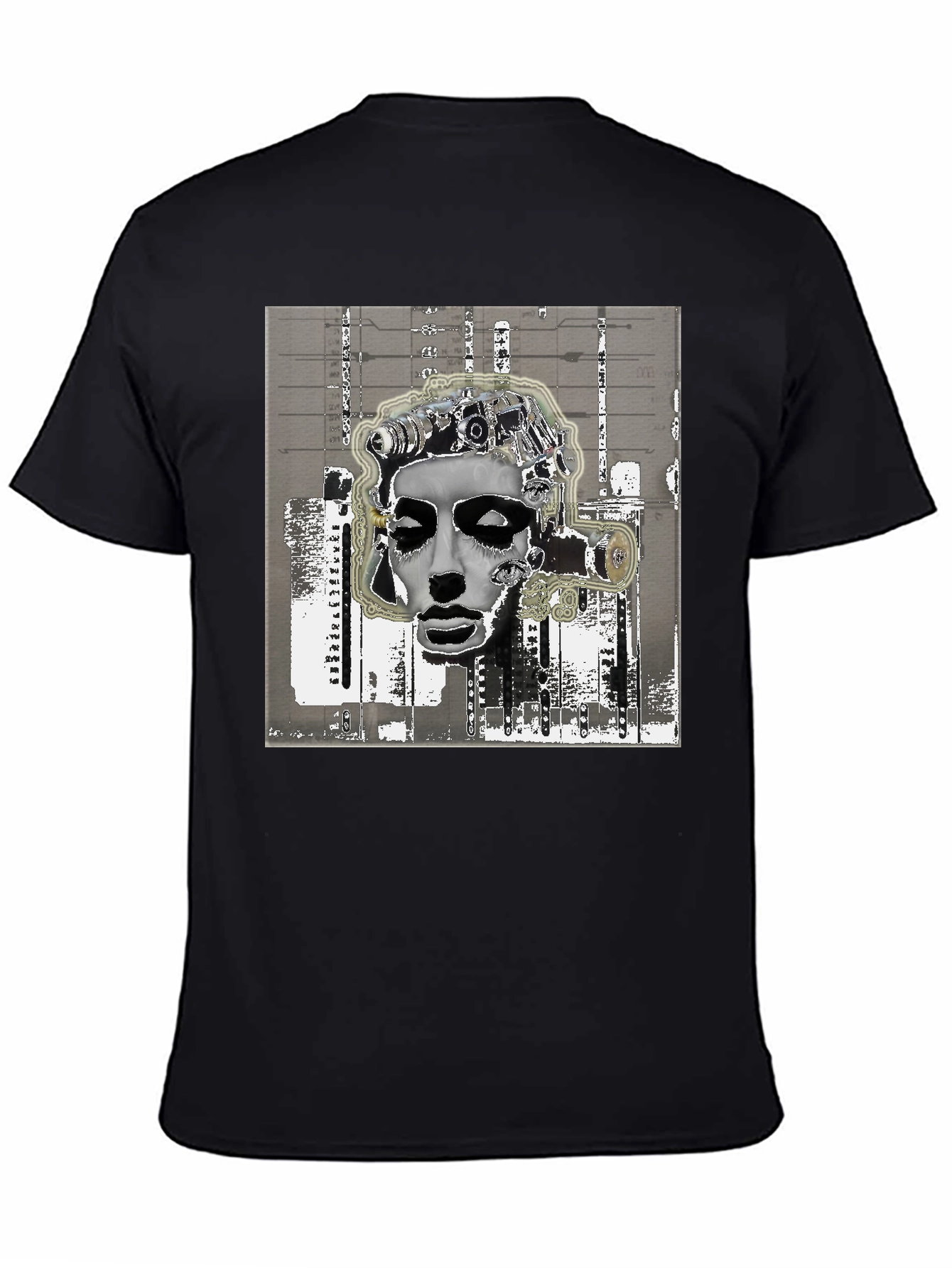 Abstract Surrealist Graphic Print Black T-Shirt