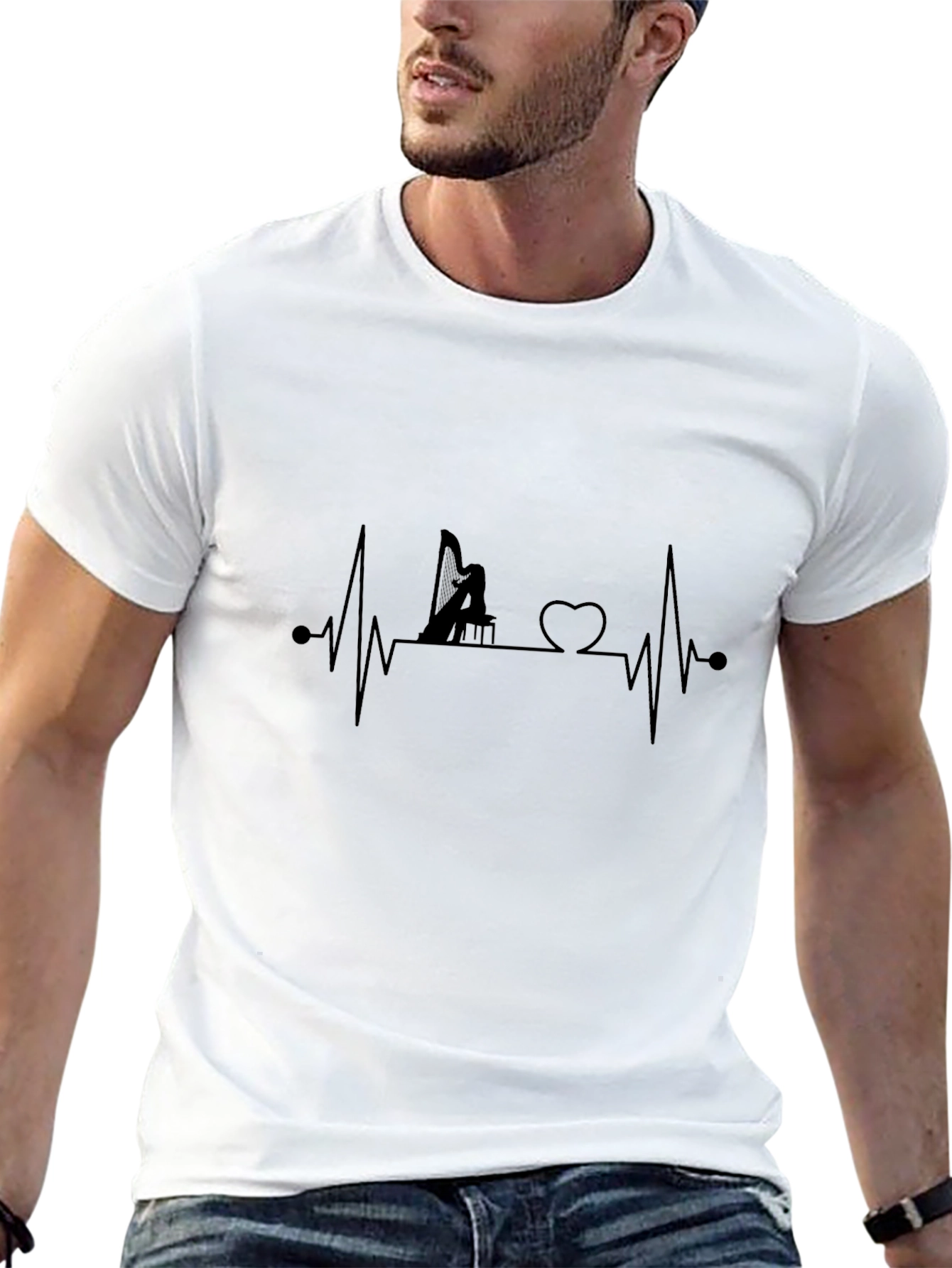 Harp Heartbeat T-Shirt - Music Lover Tee