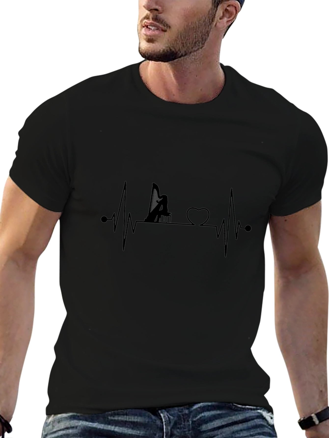 Harp Heartbeat T-Shirt - Music Lover Tee