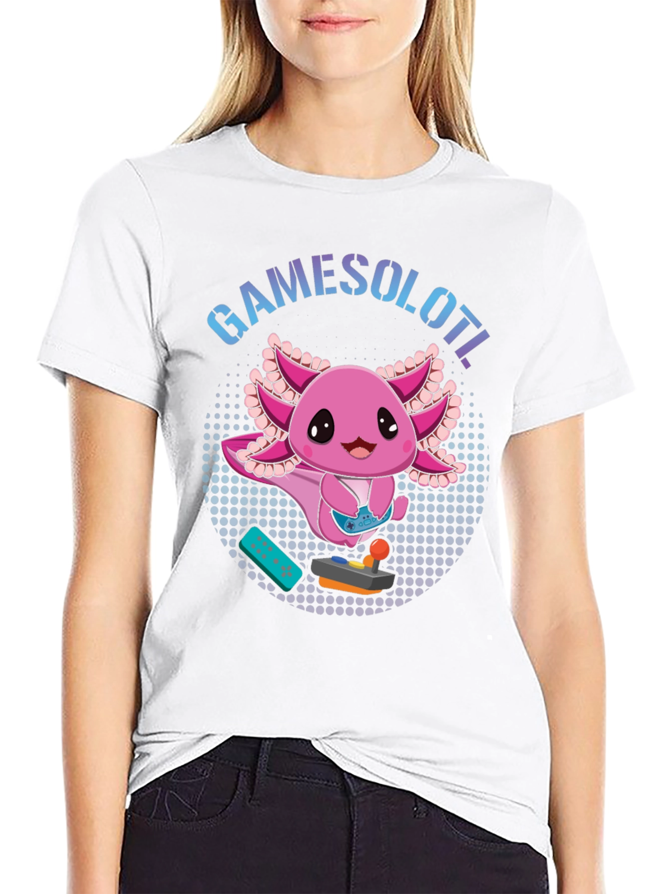 Gamesolotl Black T-Shirt - Gaming Axolotl