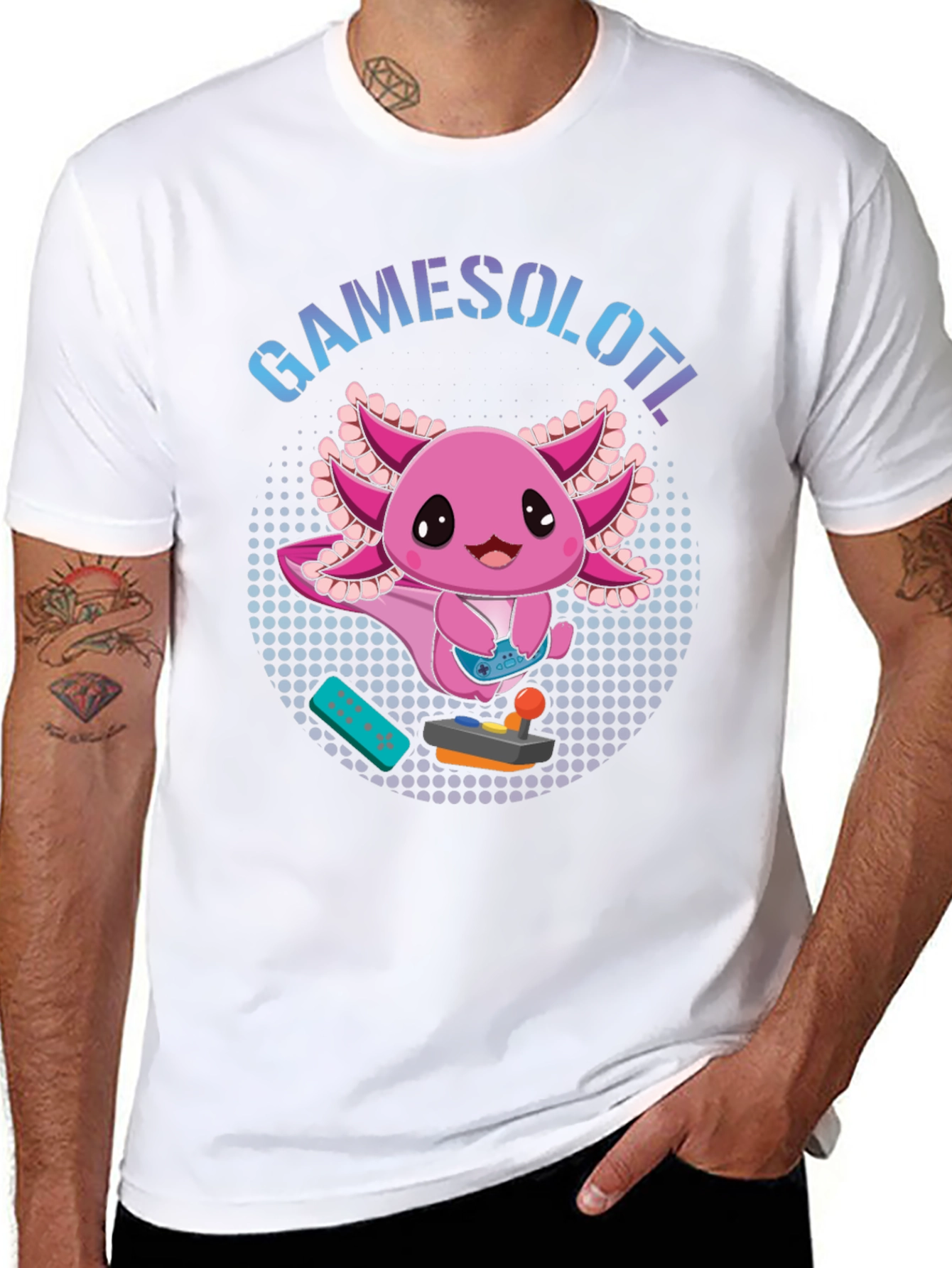 Gamesolotl Black T-Shirt - Gaming Axolotl