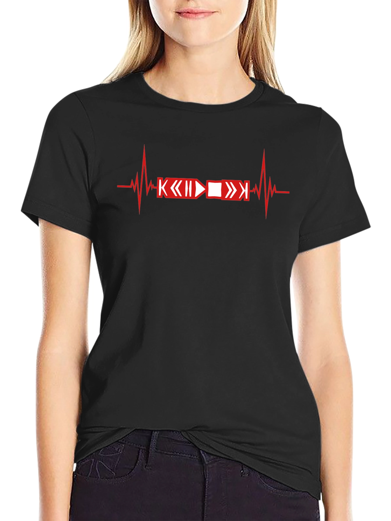 Heartbeat Music Lover T-Shirt - Black