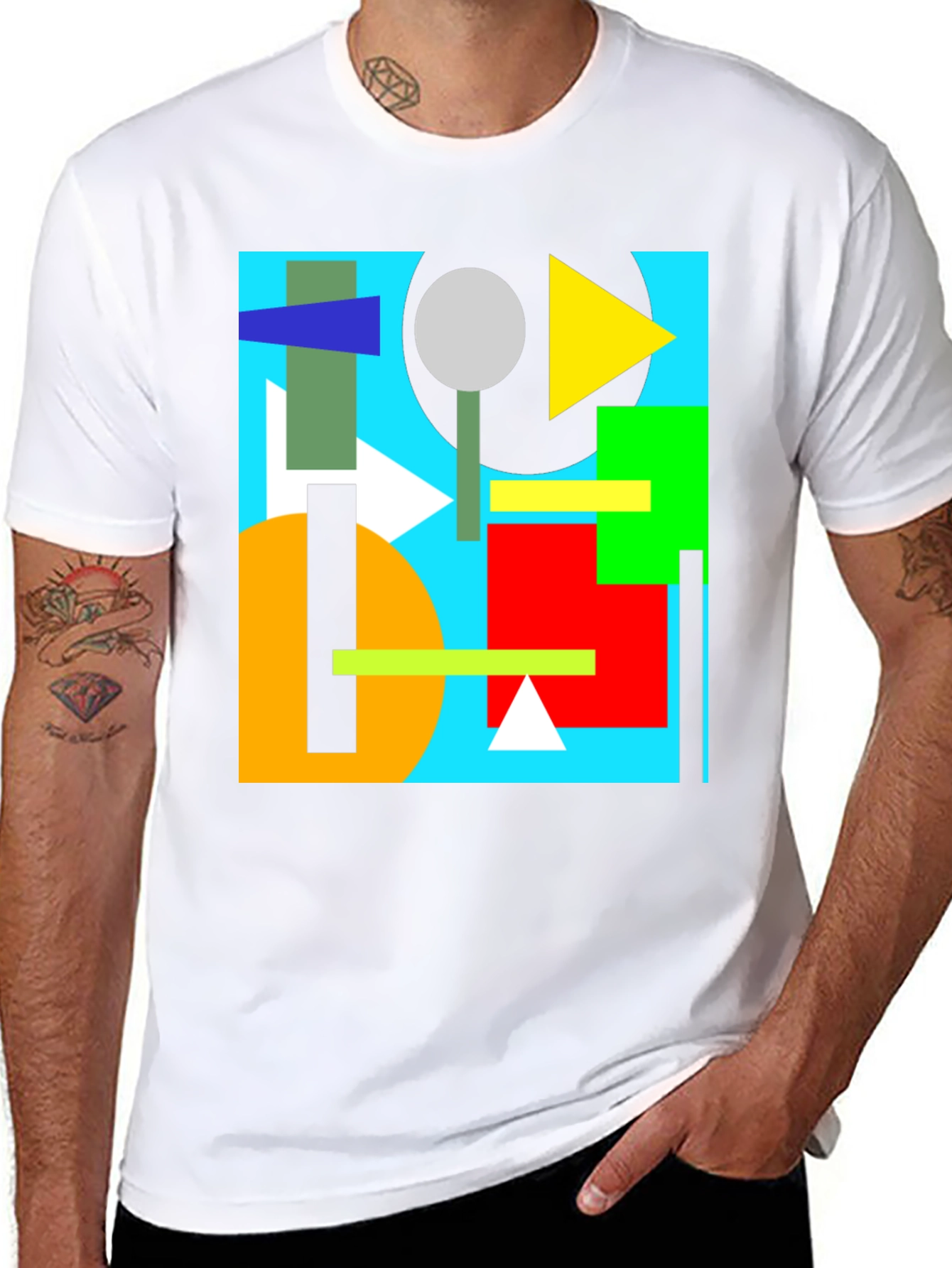 Geometric Pattern Black Tee - Modern Art T-Shirt