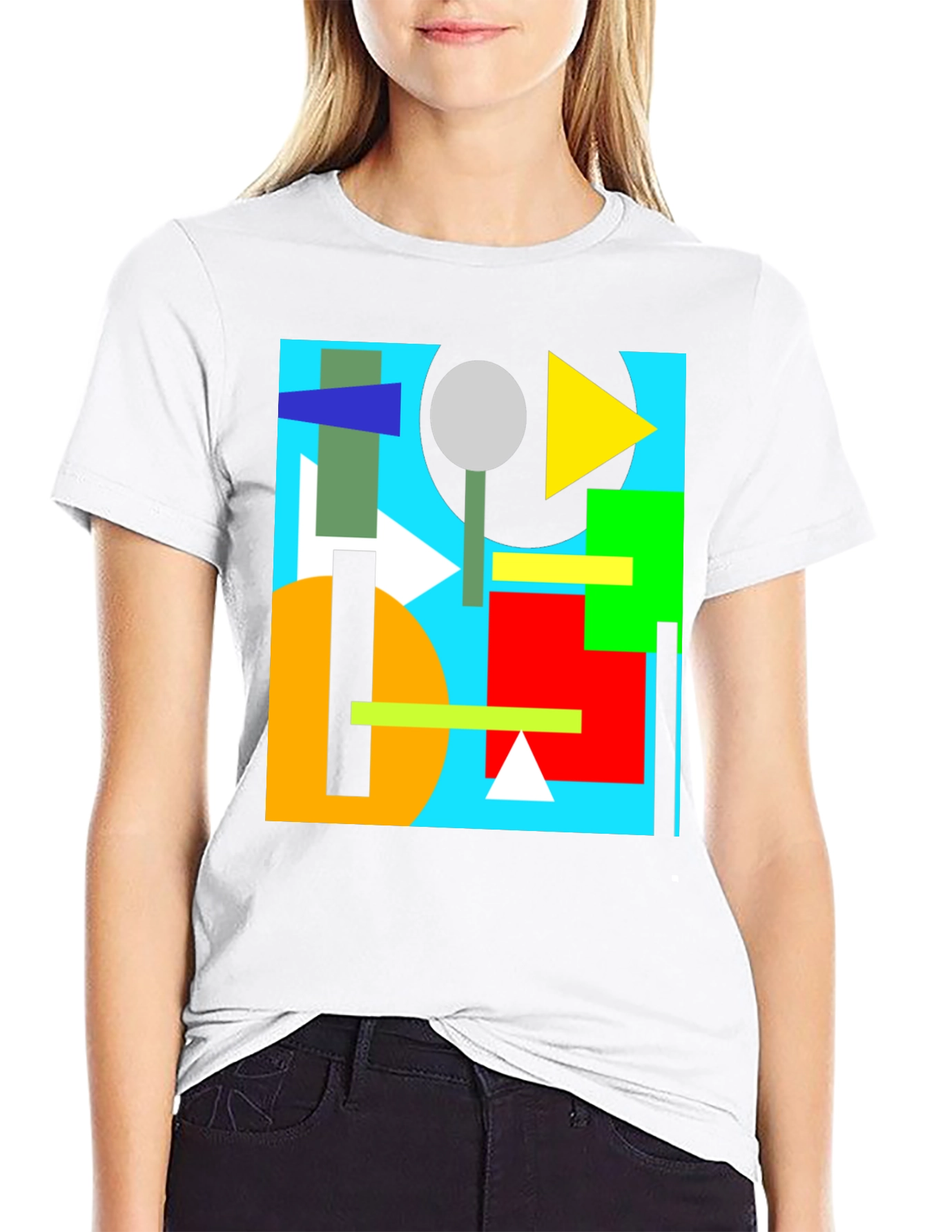 Geometric Pattern Black Tee - Modern Art T-Shirt