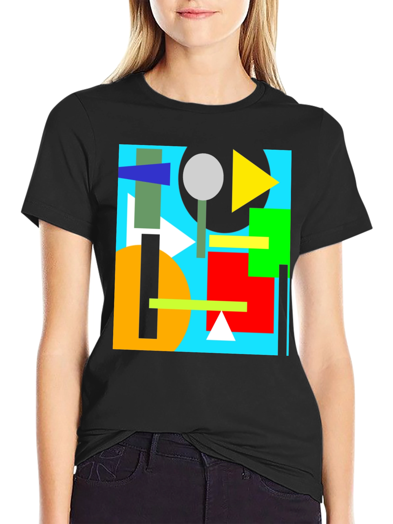 Geometric Pattern Black Tee - Modern Art T-Shirt