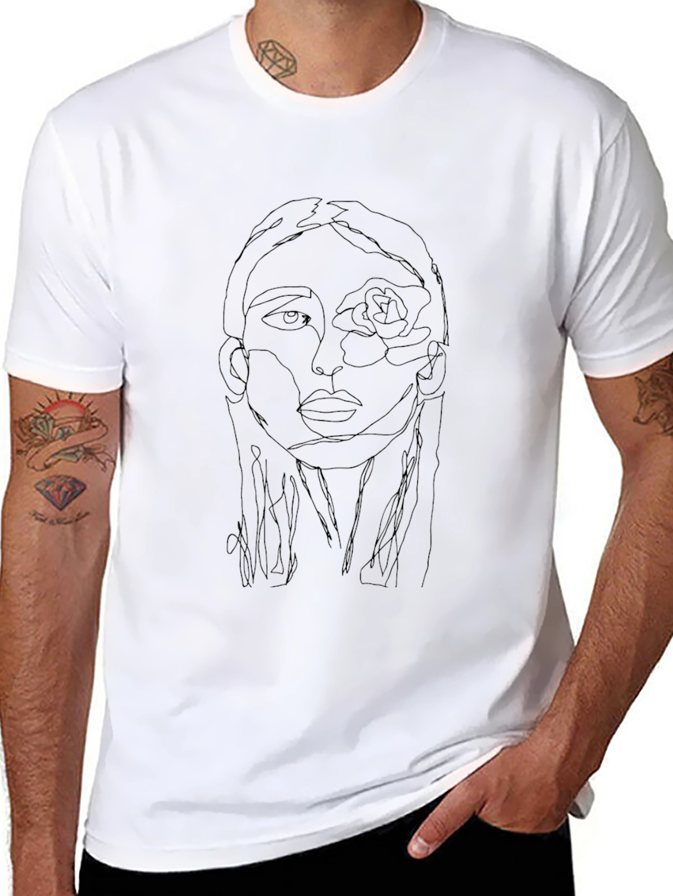 Abstract Face Line Art T-Shirt