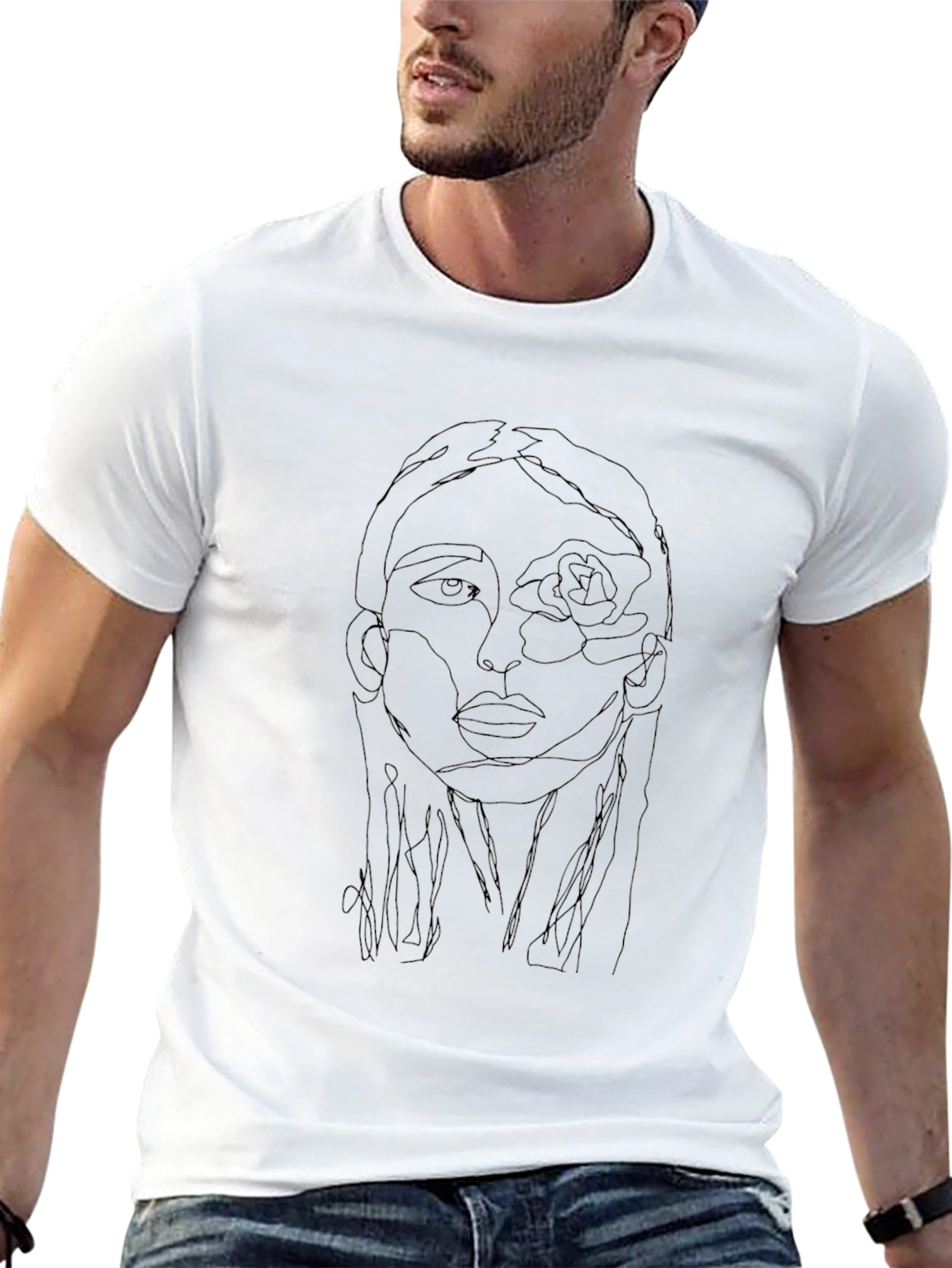 Abstract Face Line Art T-Shirt