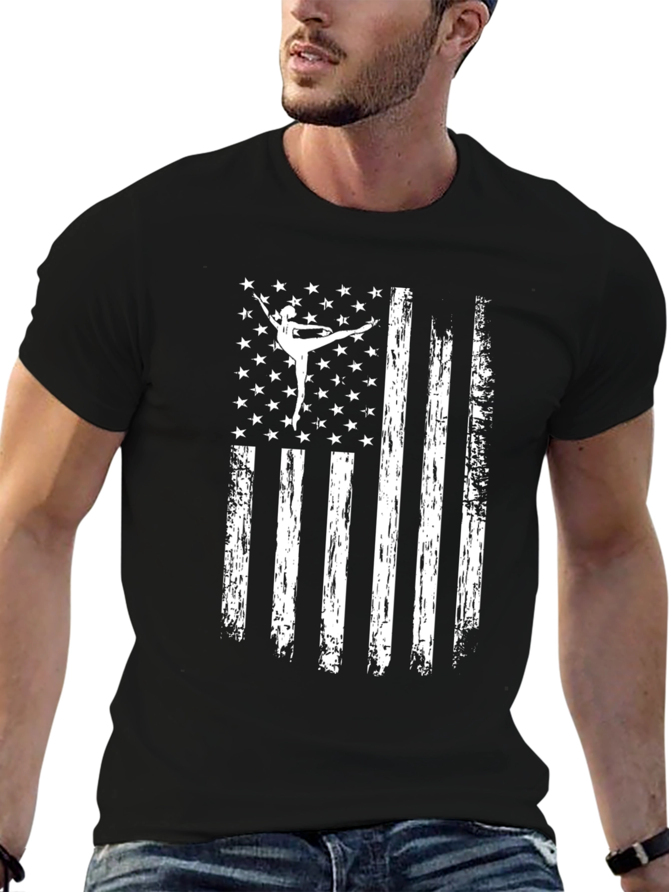 Ballet Dancer USA Flag Graphic T-Shirt