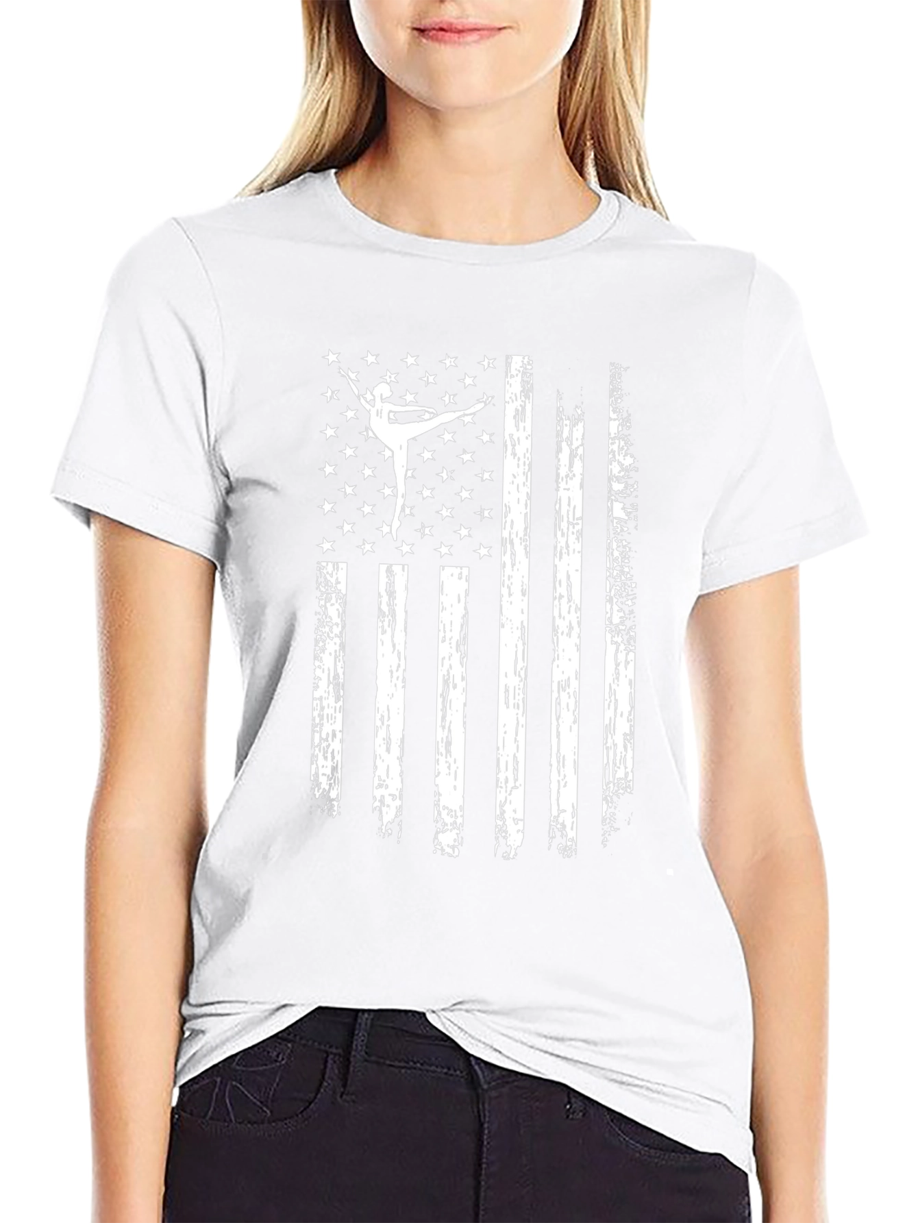 Ballet Dancer USA Flag Graphic T-Shirt