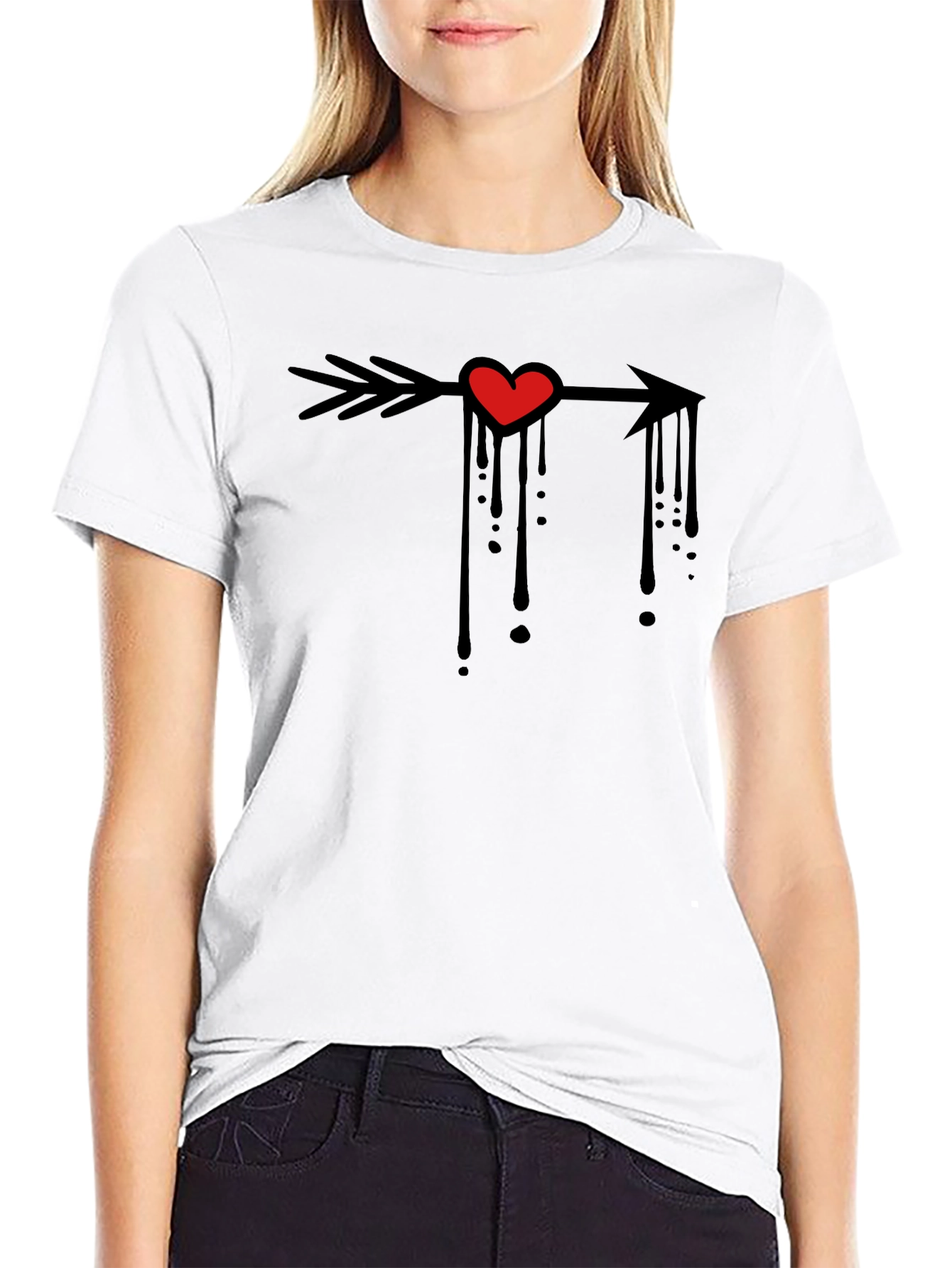 Heart Arrow Graphic Tee - Black