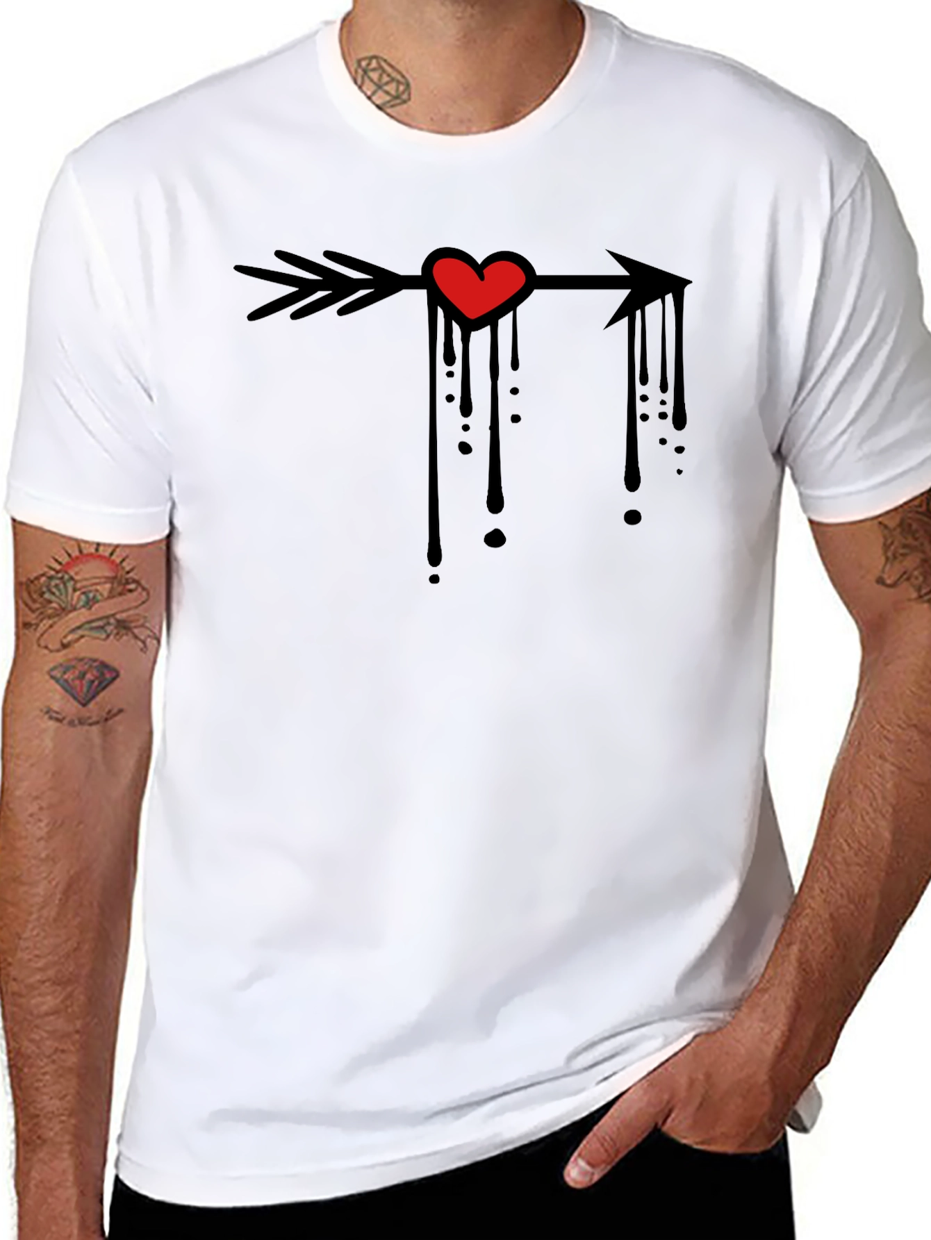 Heart Arrow Graphic Tee - Black