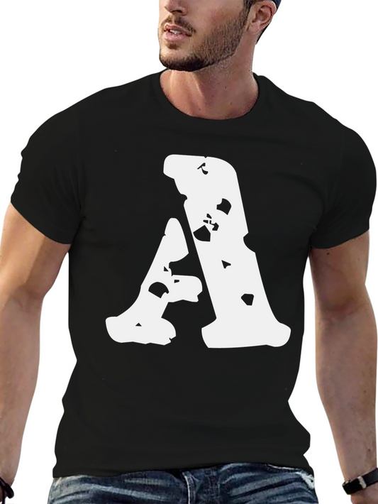 Grunge Letter A Black T-Shirt - Unique Design