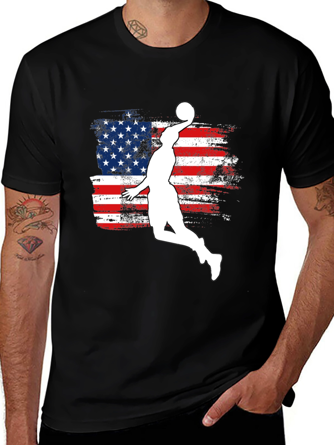 American Flag Basketball Graphic T-Shirt