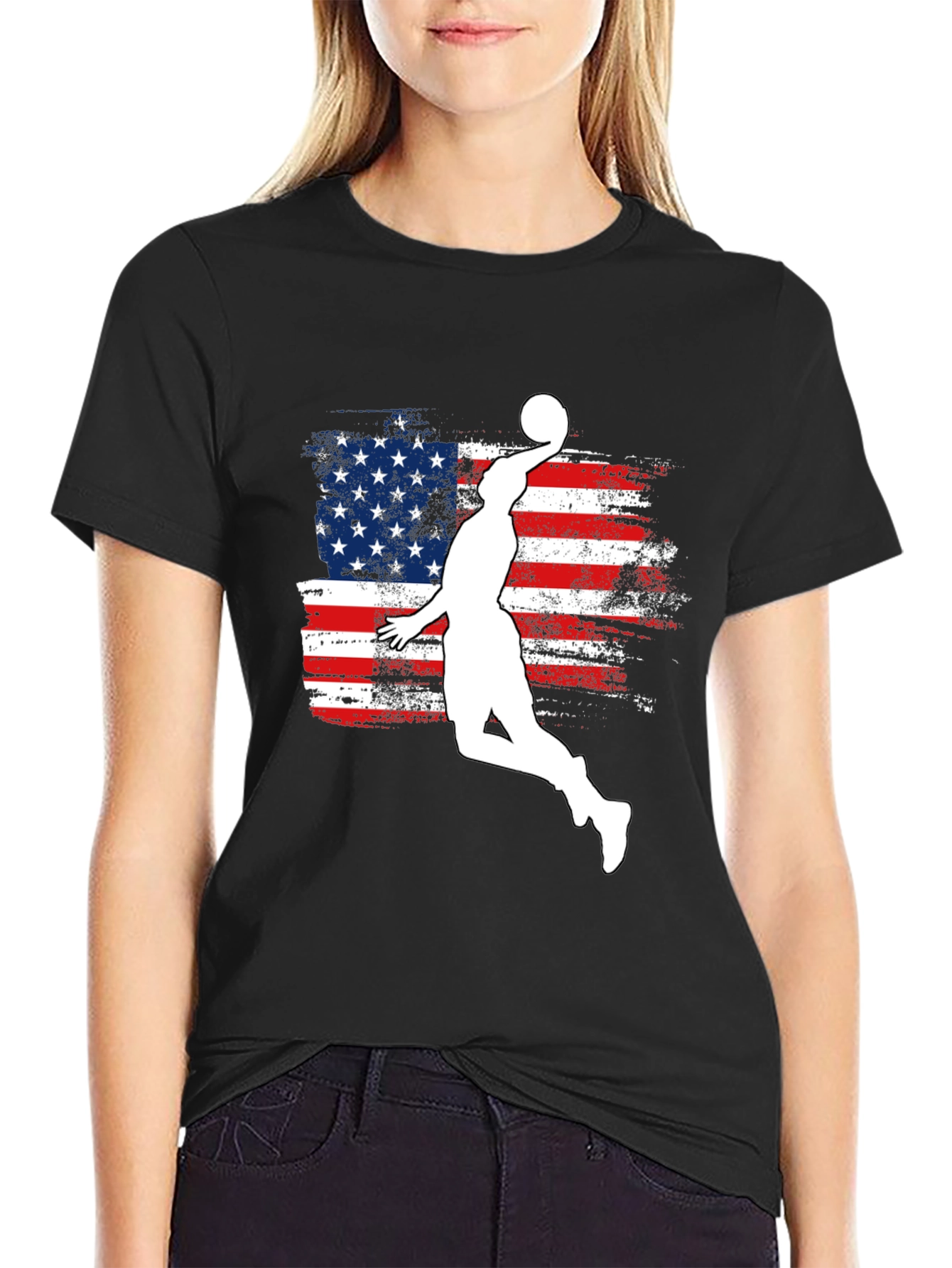 American Flag Basketball Graphic T-Shirt