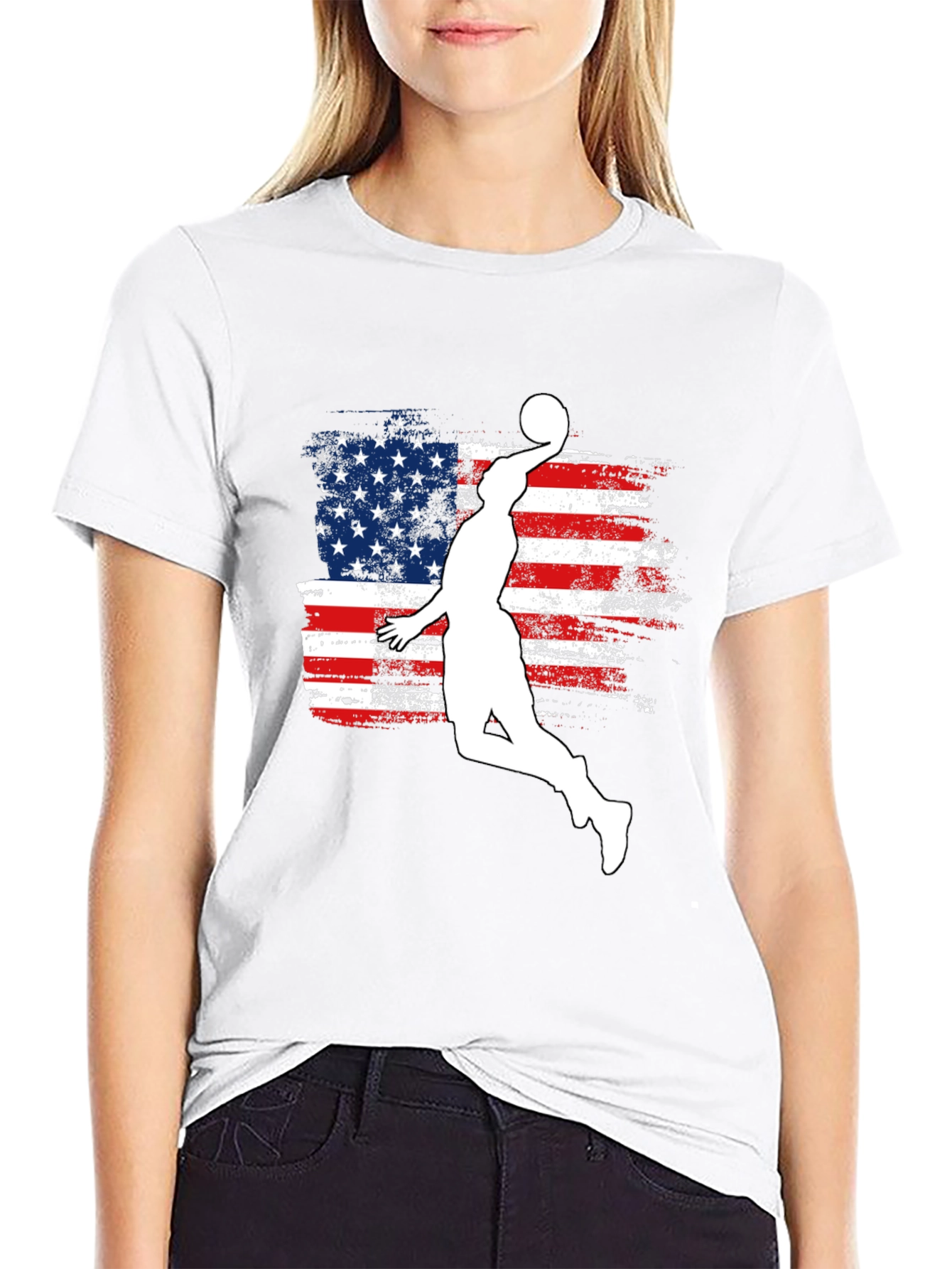 American Flag Basketball Graphic T-Shirt