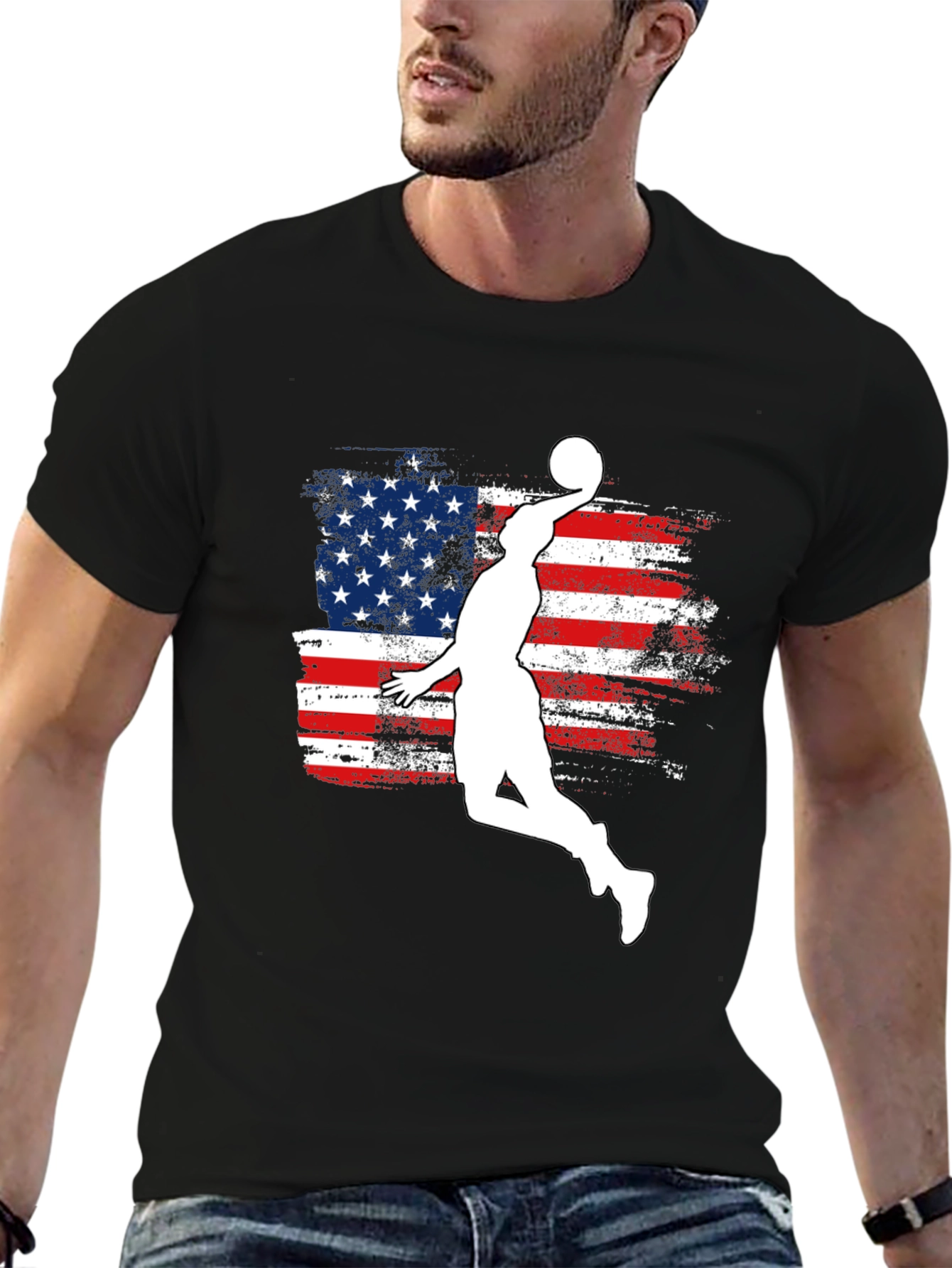 American Flag Basketball Graphic T-Shirt