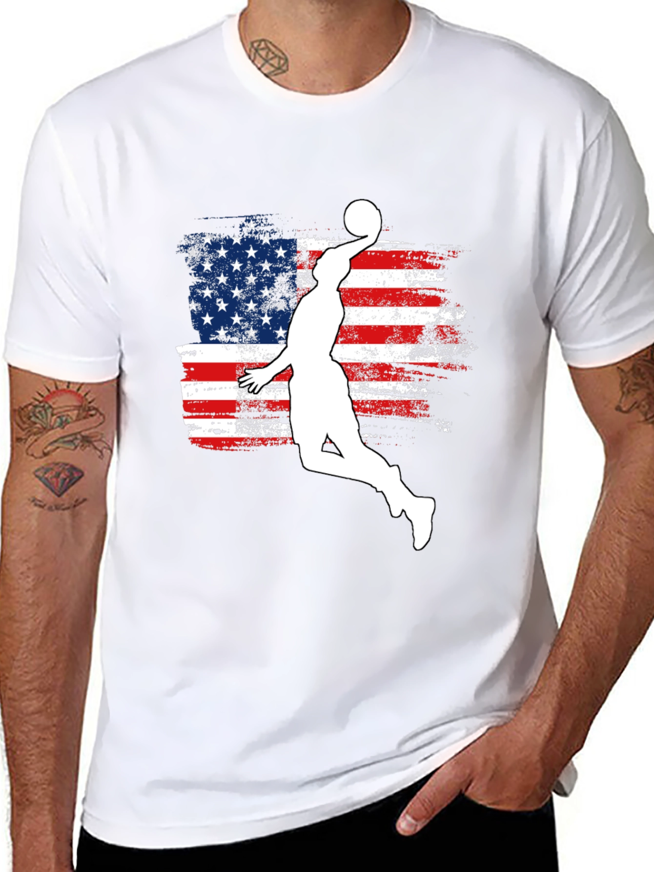 American Flag Basketball Graphic T-Shirt
