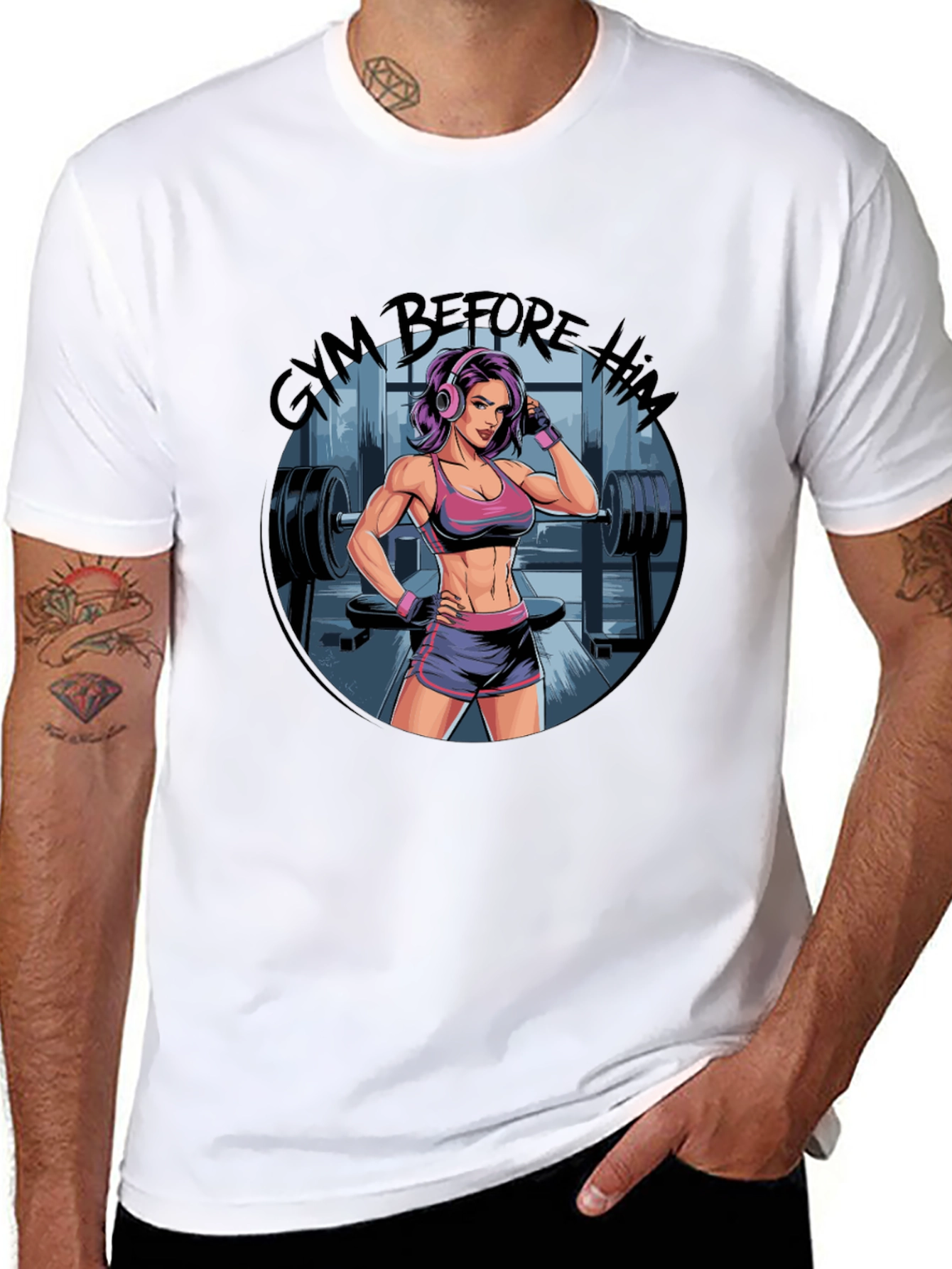 Gym Before Him Tee - Fitness Graphic T-Shirt