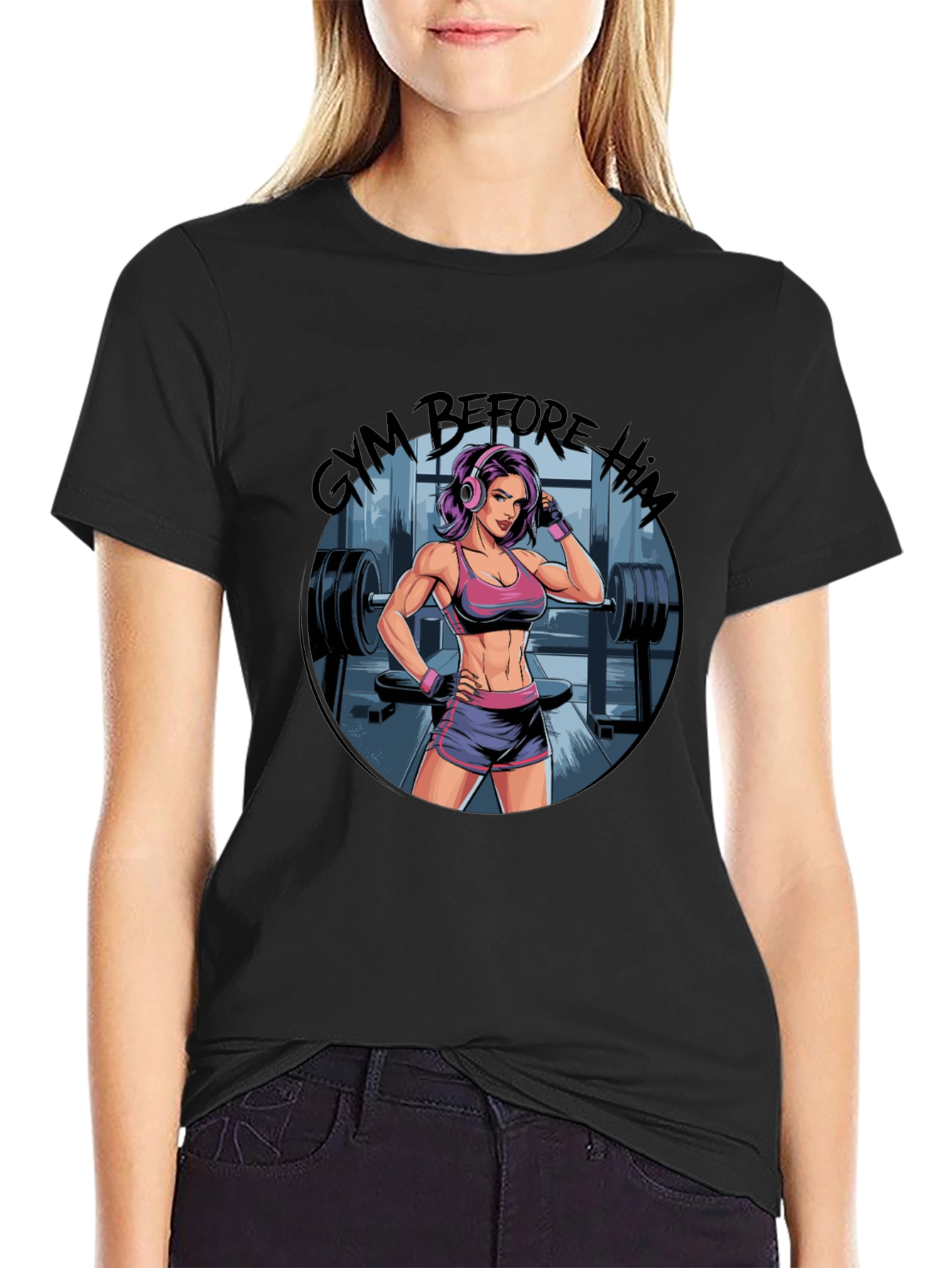 Gym Before Him Tee - Fitness Graphic T-Shirt