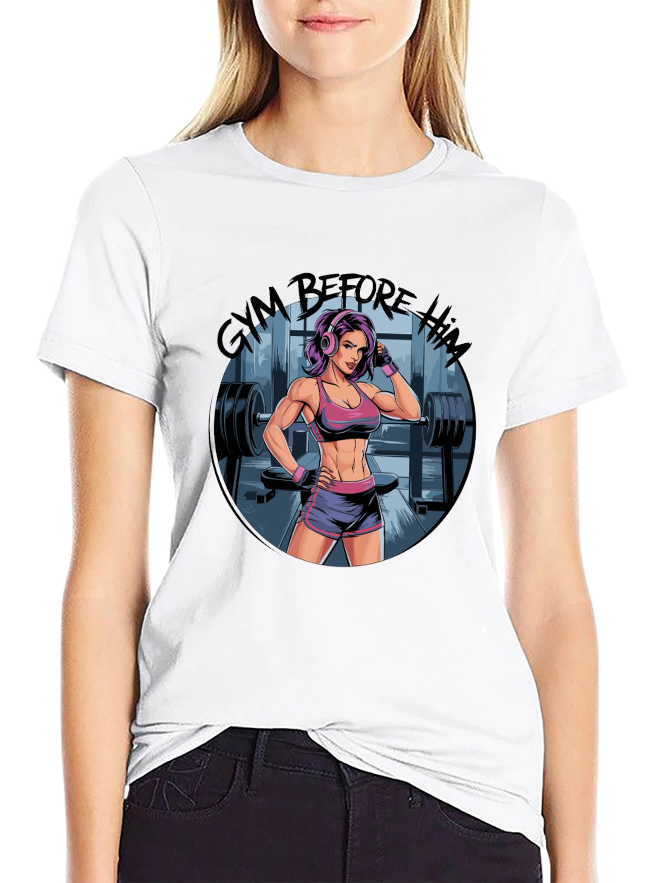 Gym Before Him Tee - Fitness Graphic T-Shirt