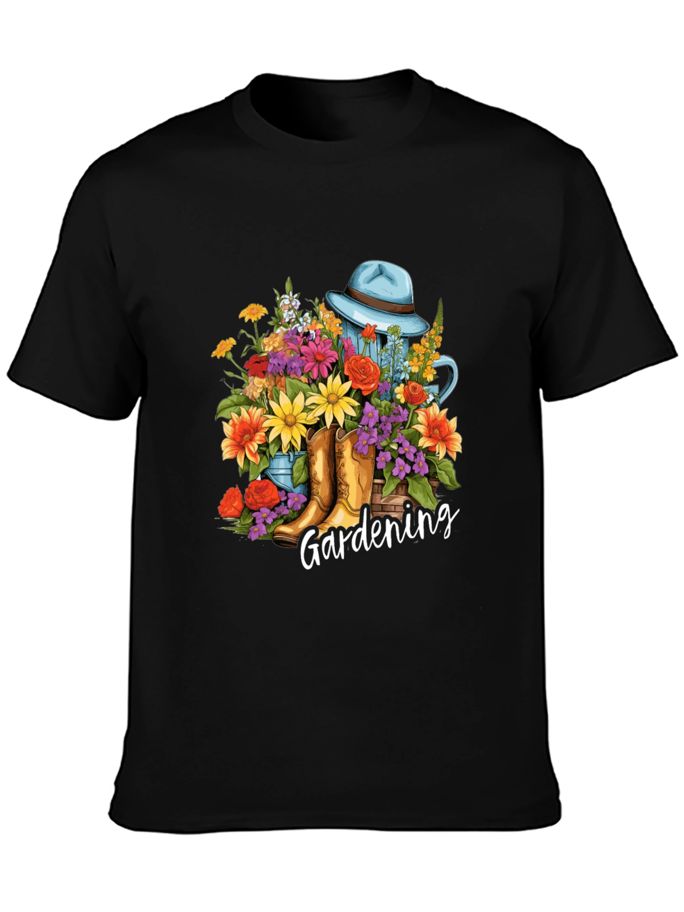 Gardening Floral T-Shirt - Boots Hat & Flowers