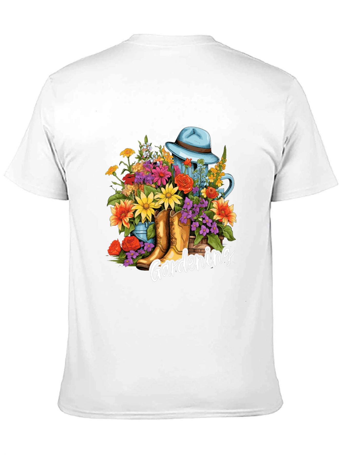 Gardening Floral T-Shirt - Boots Hat & Flowers