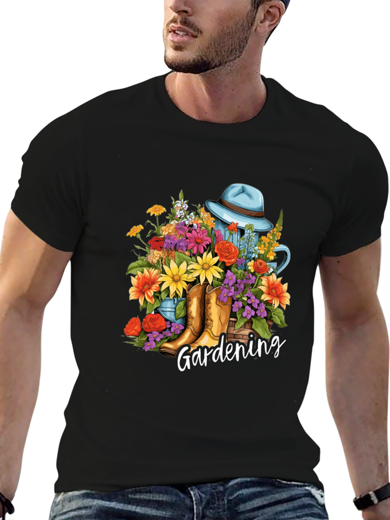 Gardening Floral T-Shirt - Boots Hat & Flowers