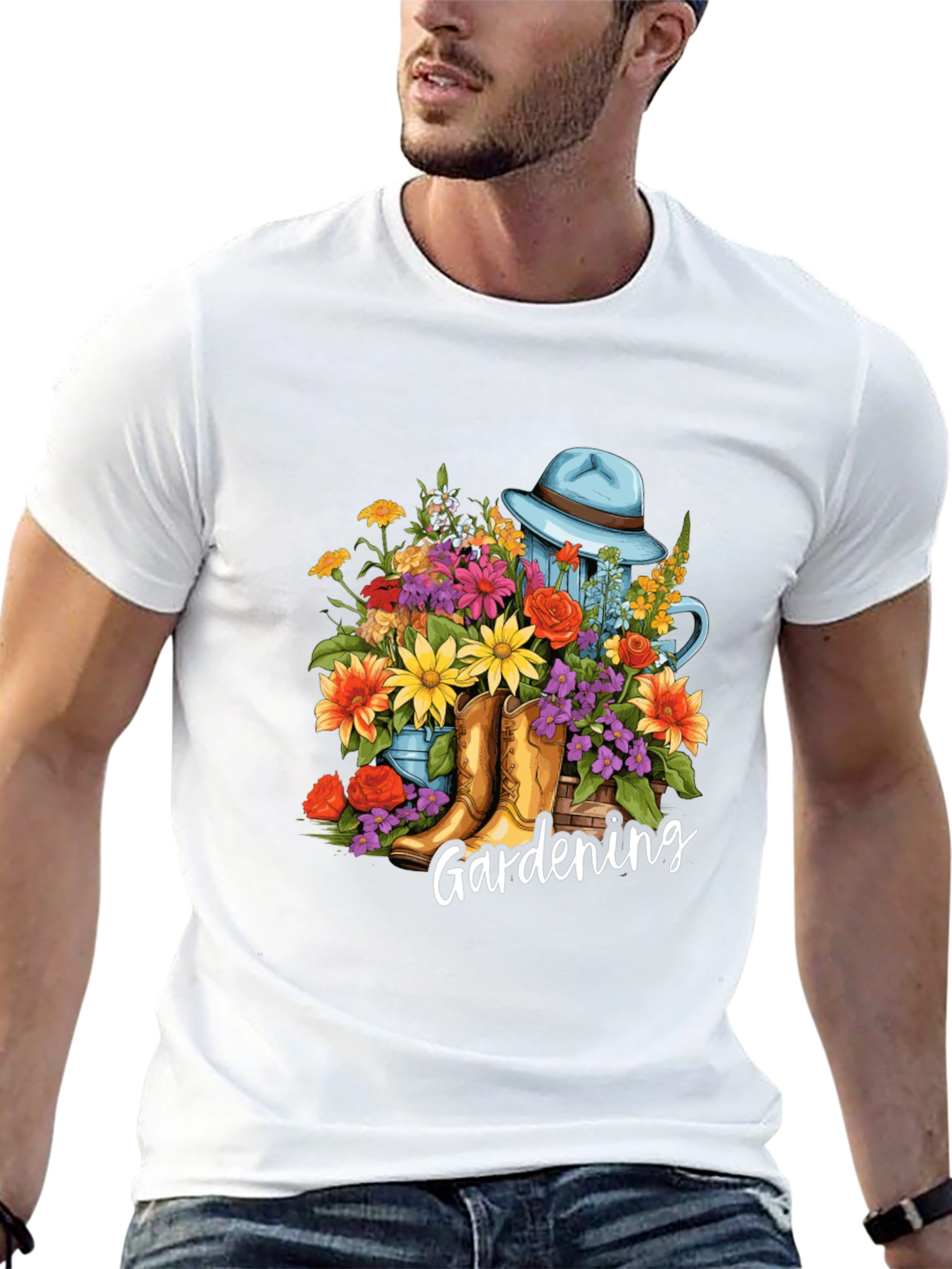 Gardening Floral T-Shirt - Boots Hat & Flowers