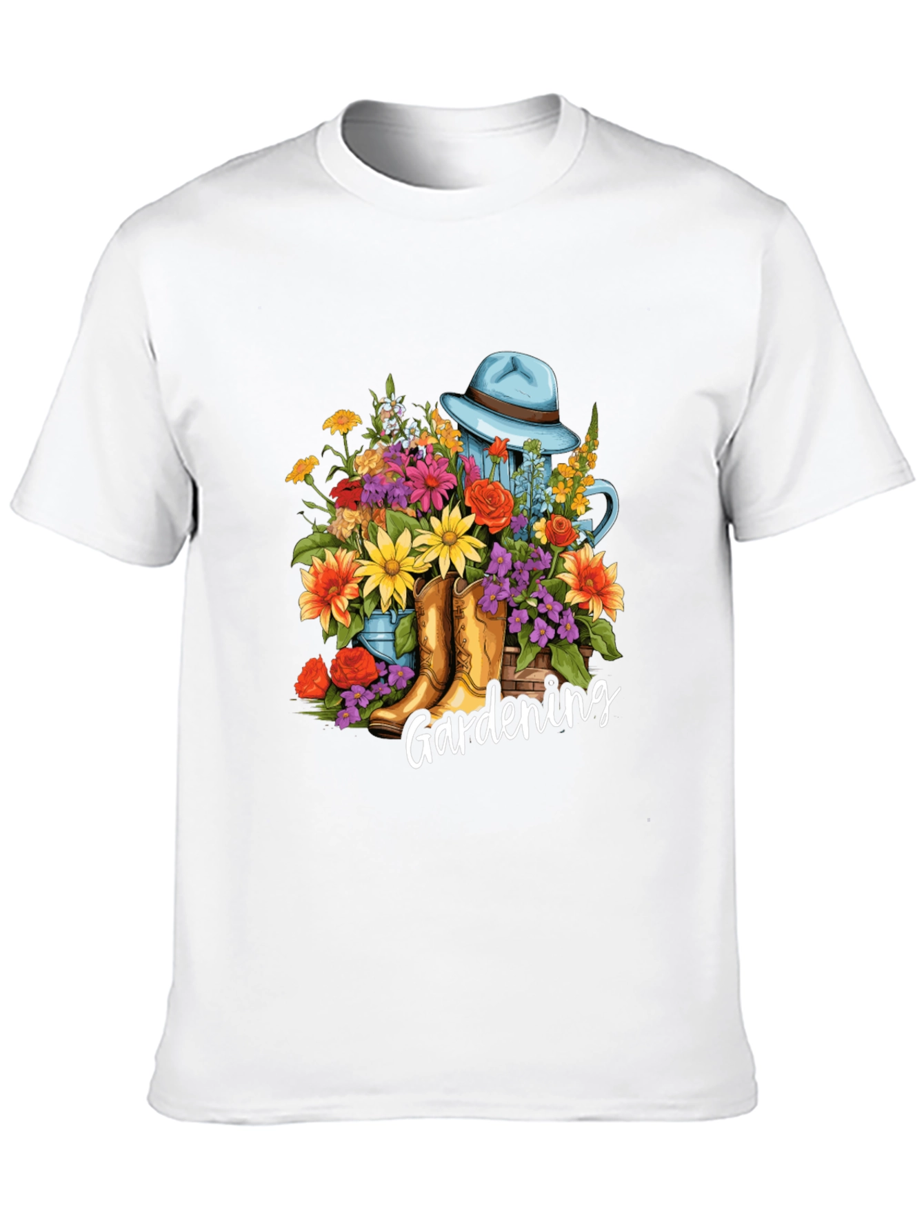 Gardening Floral T-Shirt - Boots Hat & Flowers