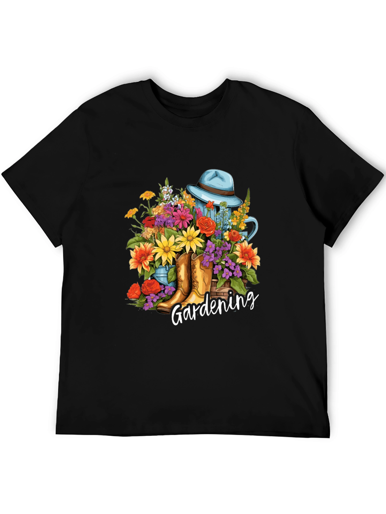 Gardening Floral T-Shirt - Boots Hat & Flowers