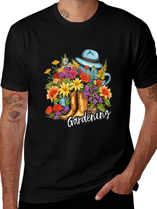 Gardening Floral T-Shirt - Boots Hat & Flowers