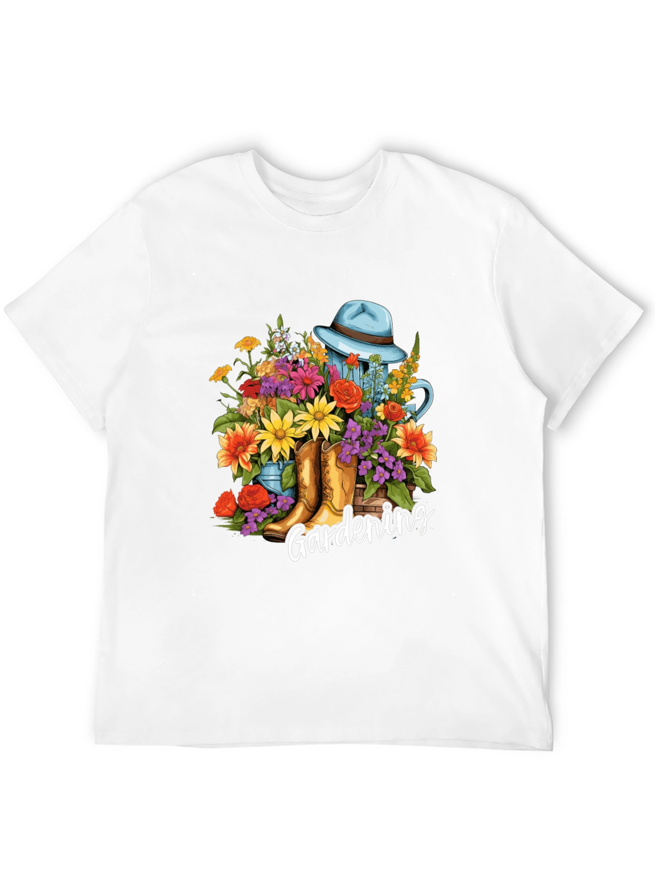 Gardening Floral T-Shirt - Boots Hat & Flowers