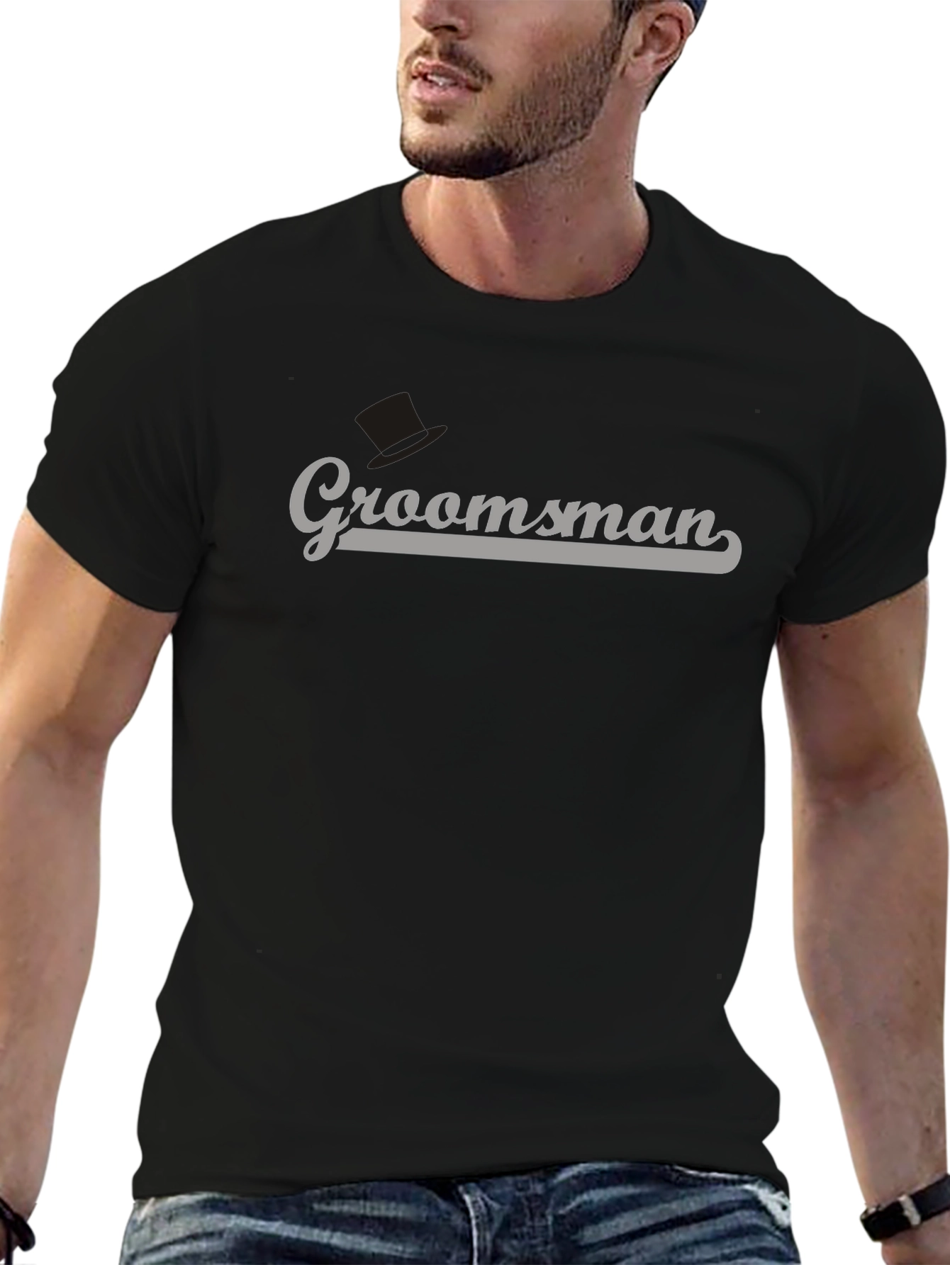 Groomsman Crew Neck T-Shirt - Black