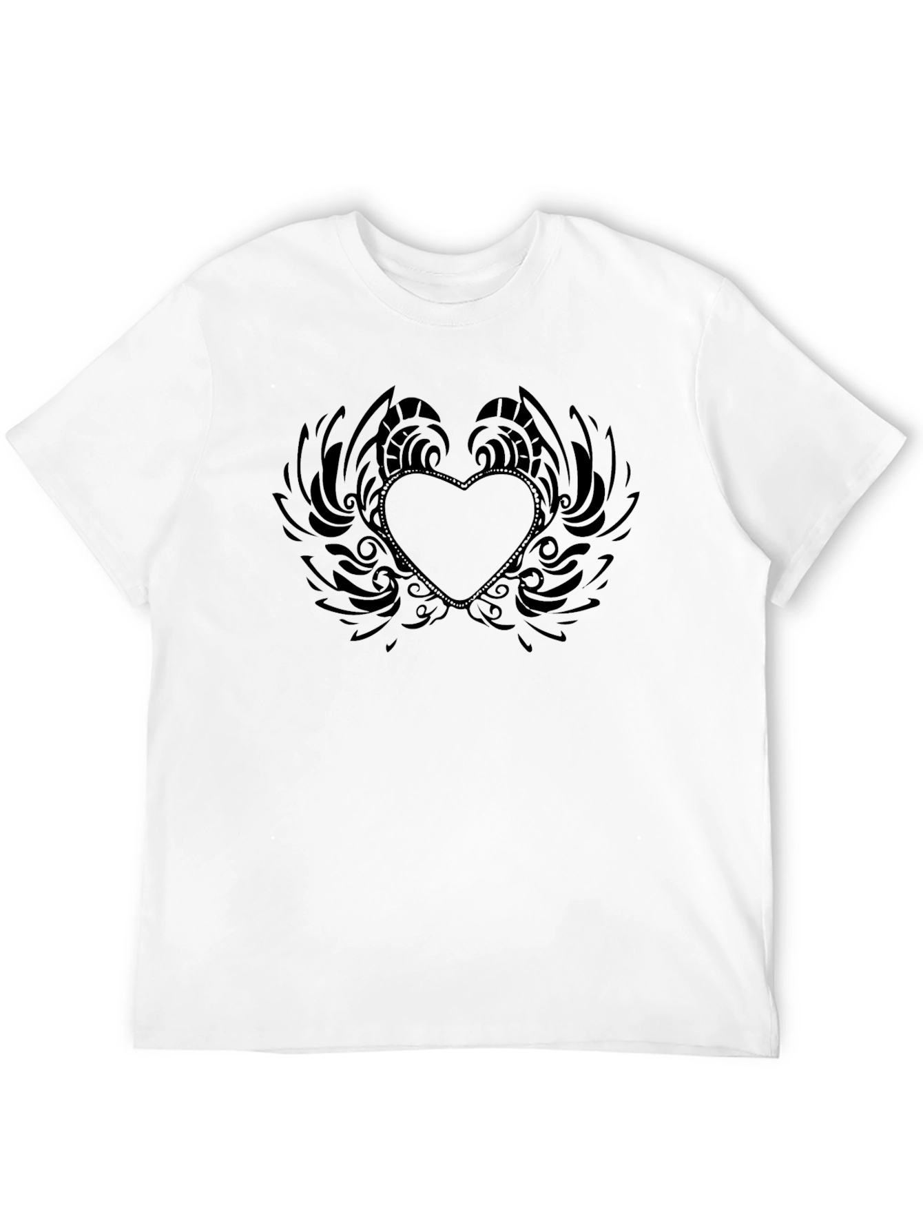 Heart Wings Graphic Tee - Black Cotton T-Shirt