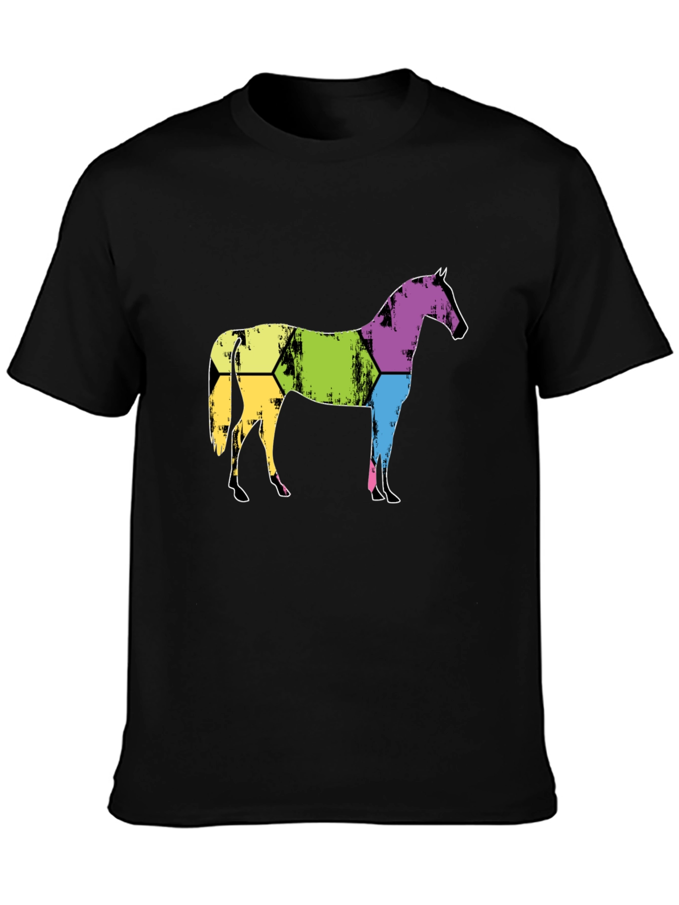 Abstract Horse Graphic Tee - Mens Black T-Shirt
