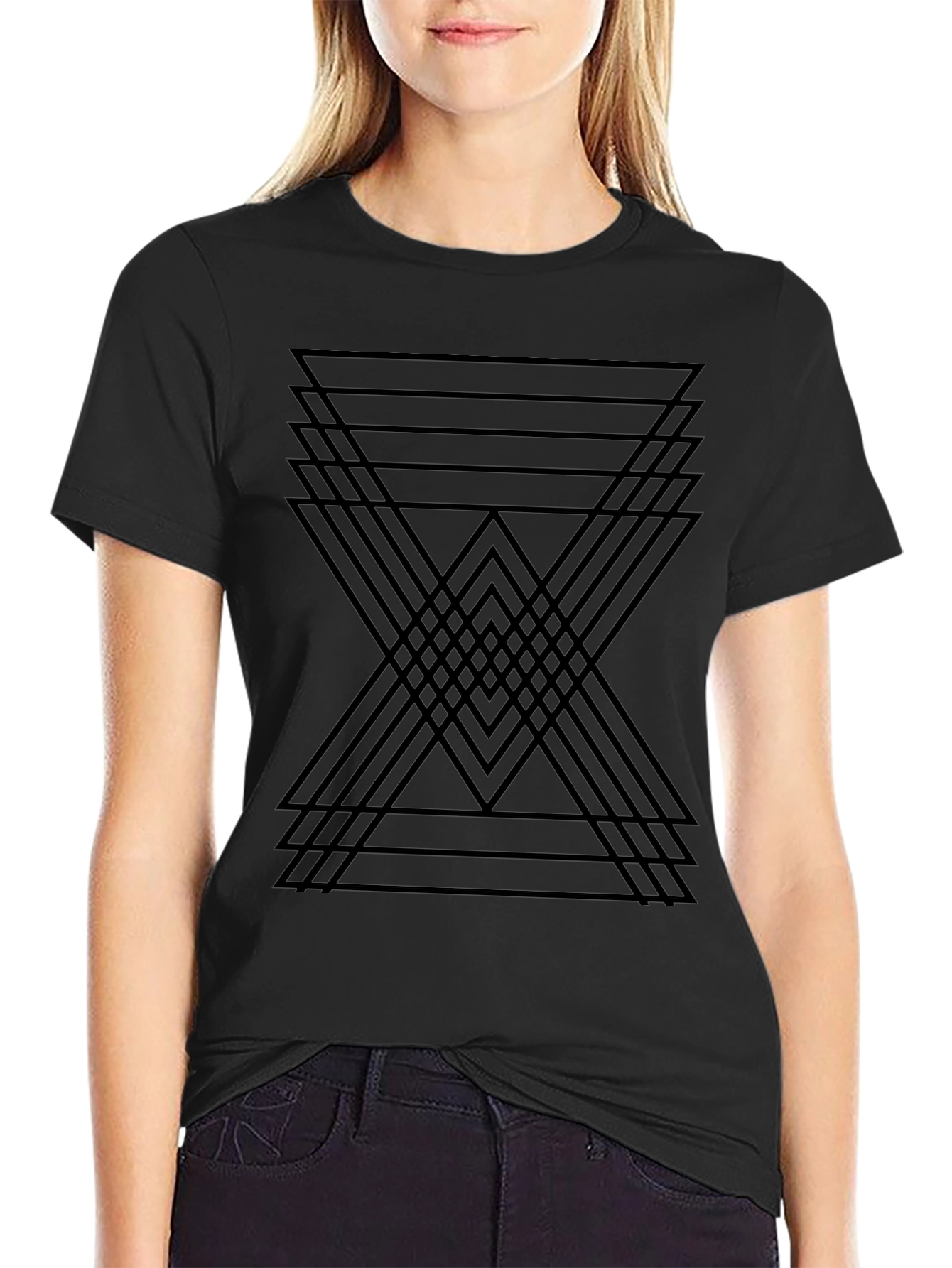 Geometric Triangle Black T-Shirt