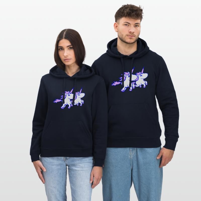 2 unicorns team riding fast gallop crew friends