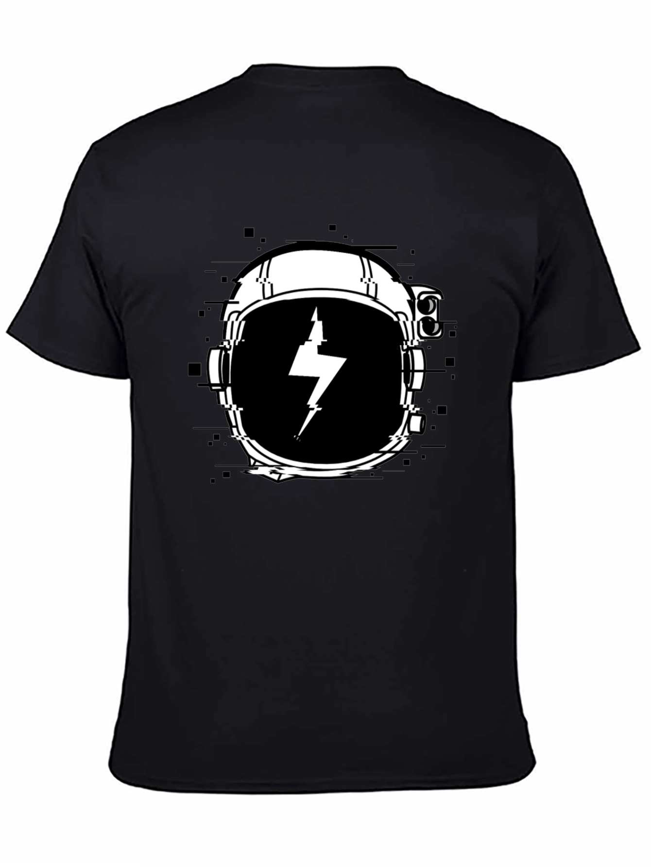 Astronaut Helmet Lightning Bolt Black T-Shirt