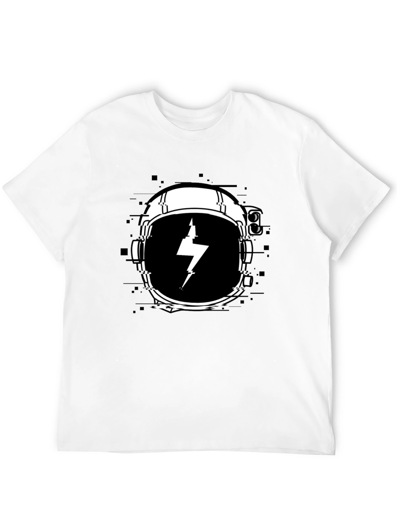 Astronaut Helmet Lightning Bolt Black T-Shirt