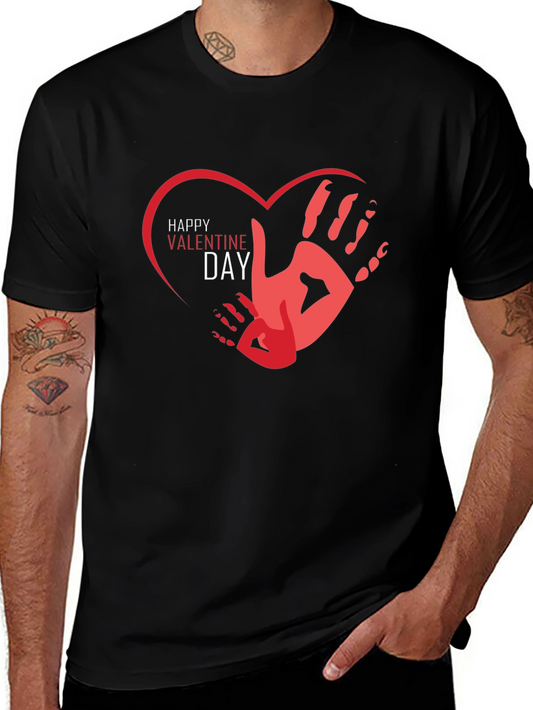 Happy Valentines Day Handprint Heart Graphic Tee