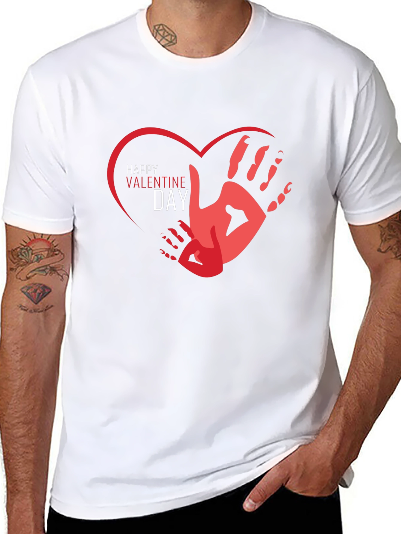 Happy Valentines Day Handprint Heart Graphic Tee